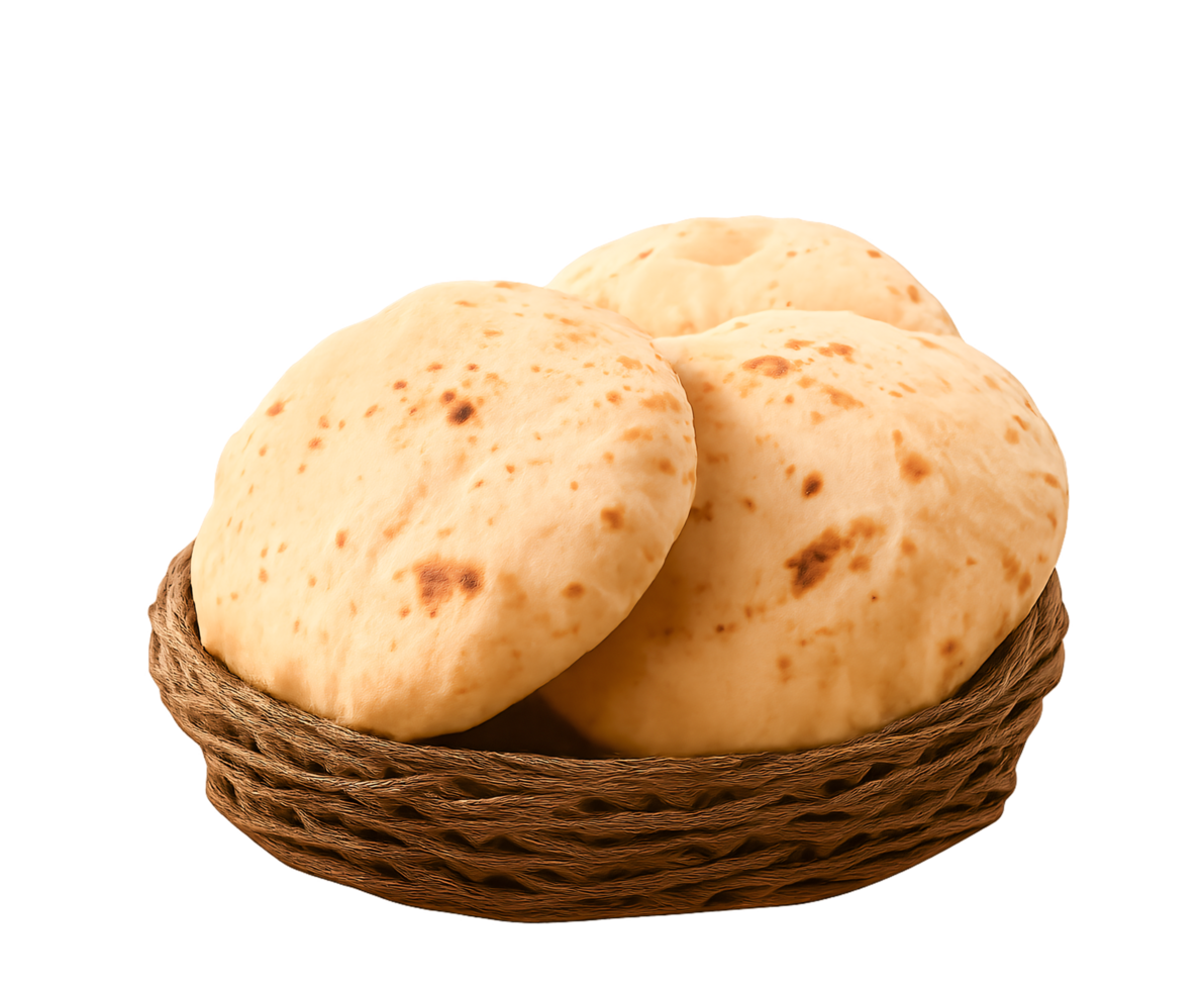 three Rotti in a basket on a transparent background png