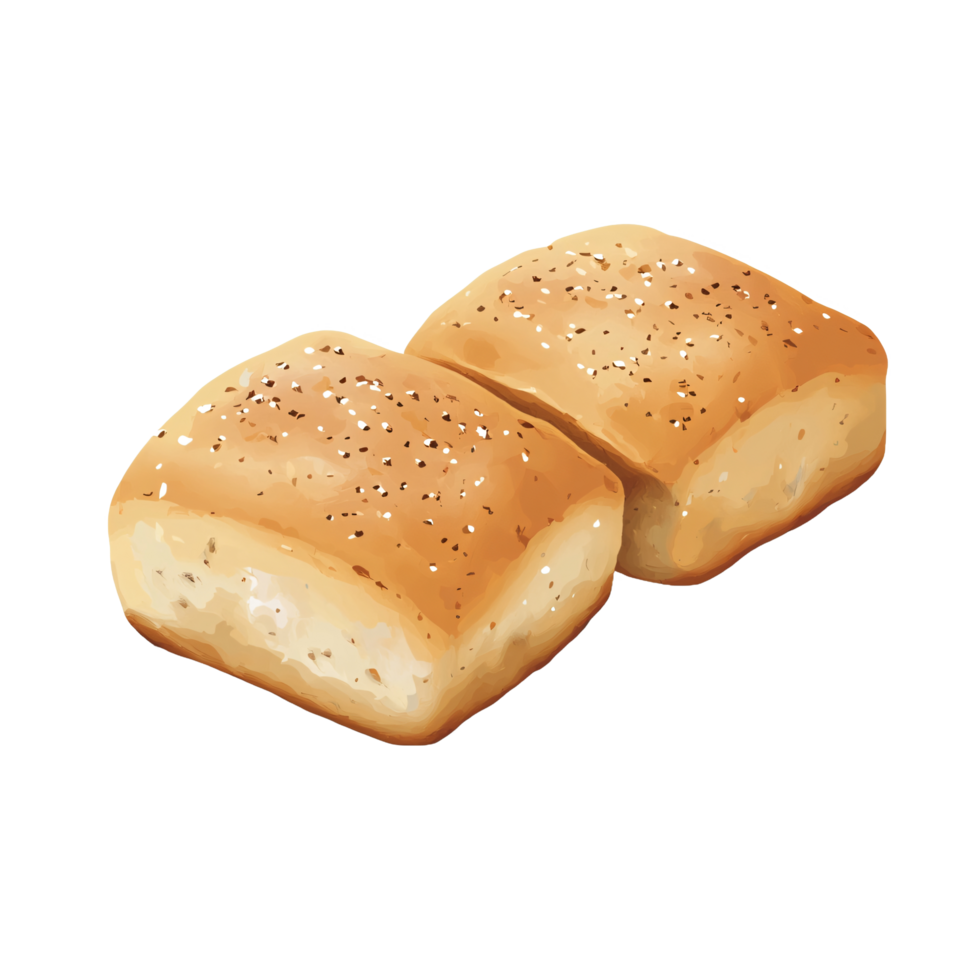 two bread rolls on a transparent background png