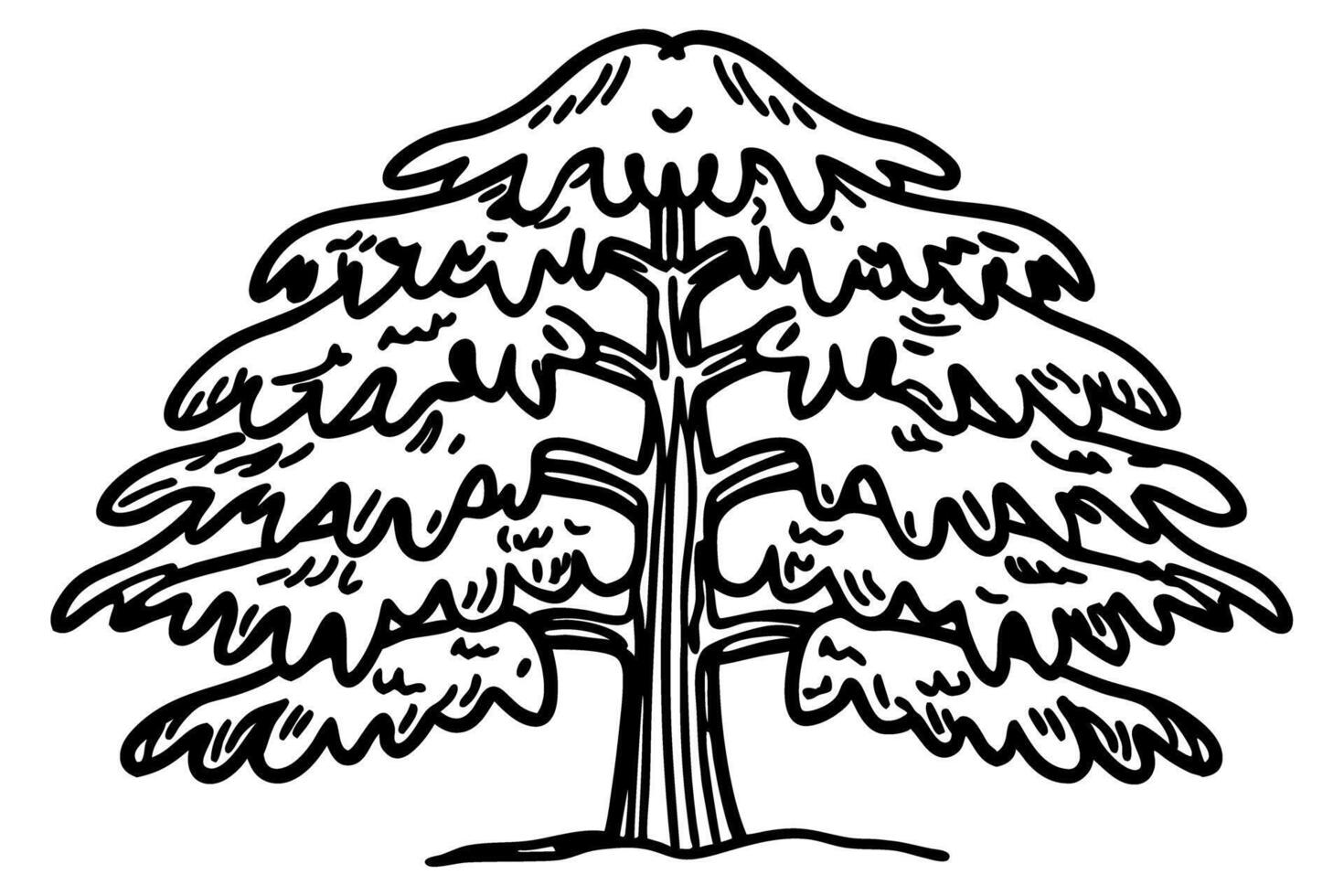 hand drawn cedar tree illustration with detailed branches and foliage nature concept, botanical drawing, evergreen symbol vector