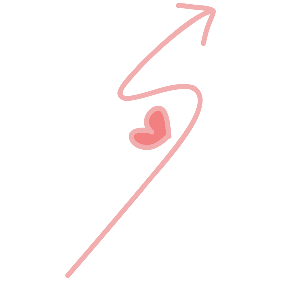 a pink arrow with a heart on it png