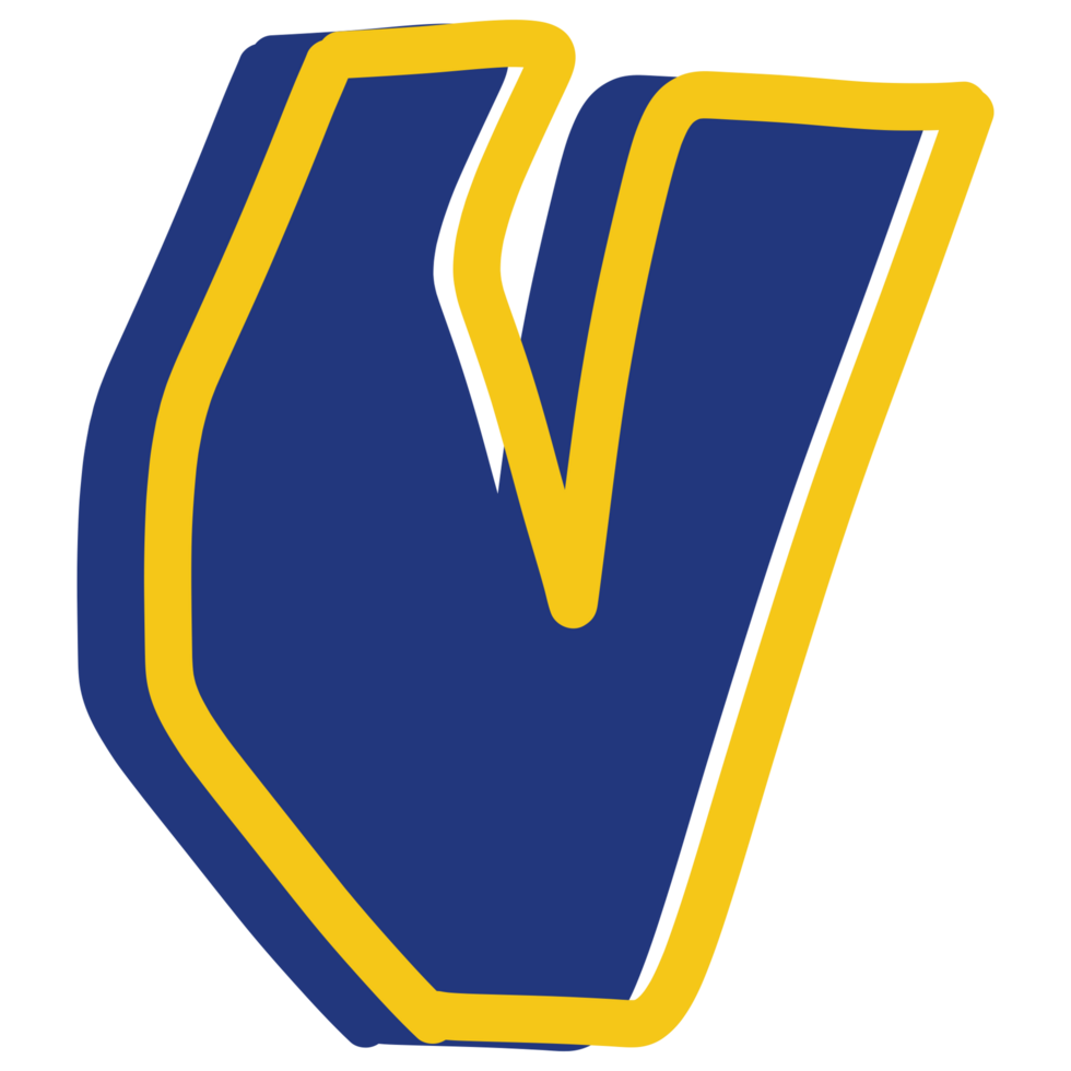 the letter v in blue and yellow png