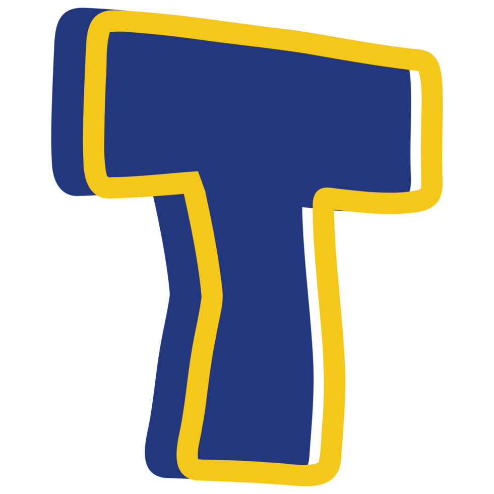a blue and yellow letter t png