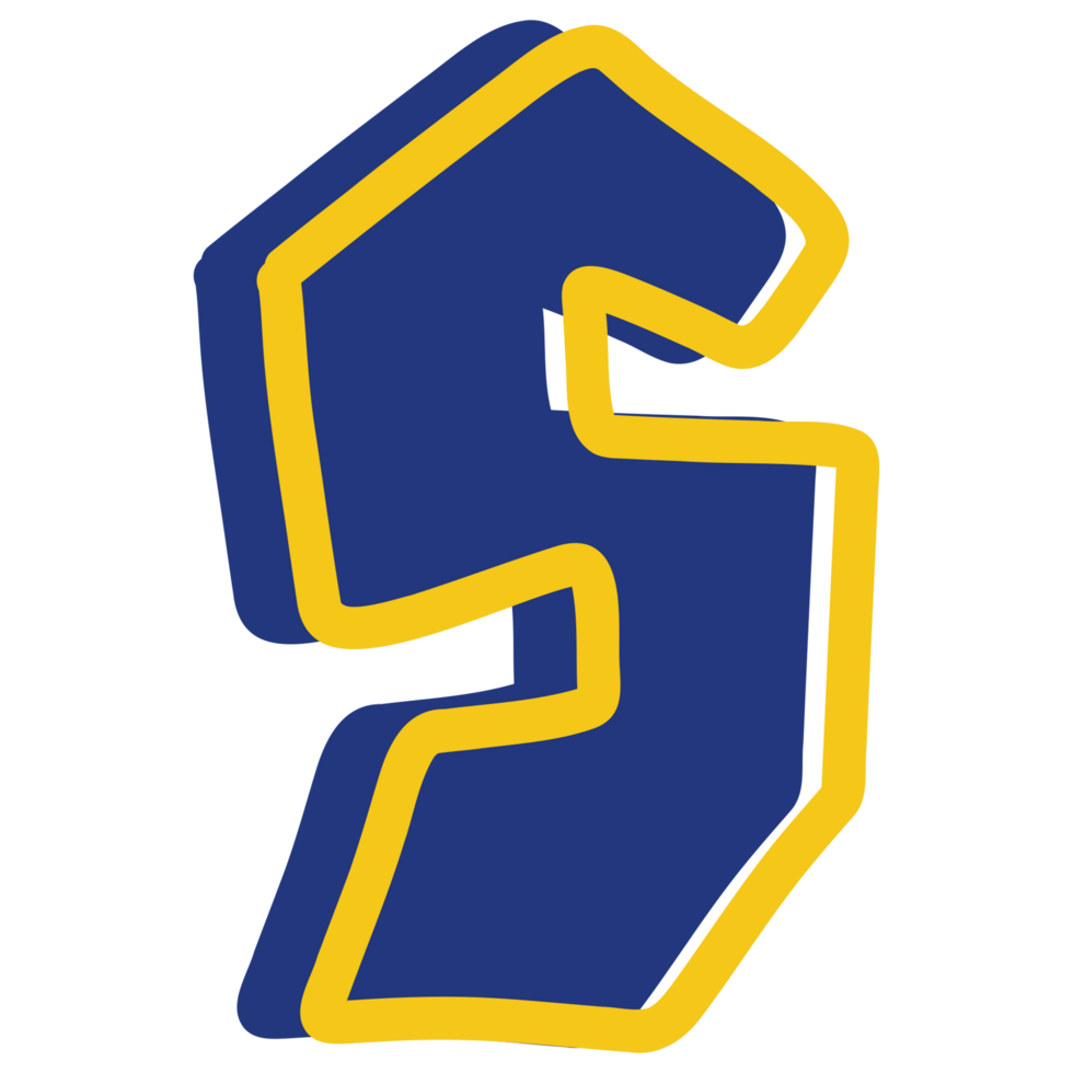 the letter s in blue and yellow png