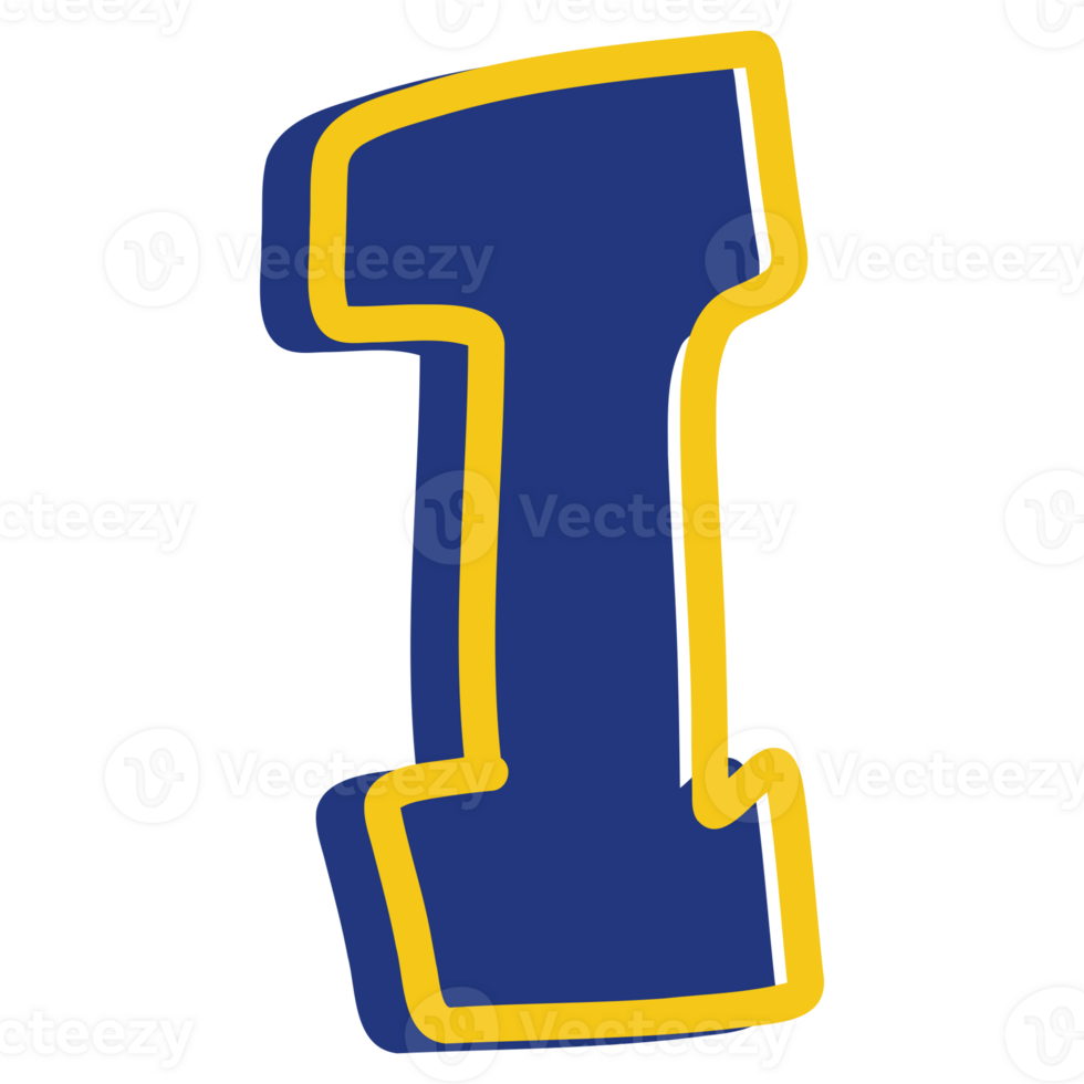the number one is blue and yellow png