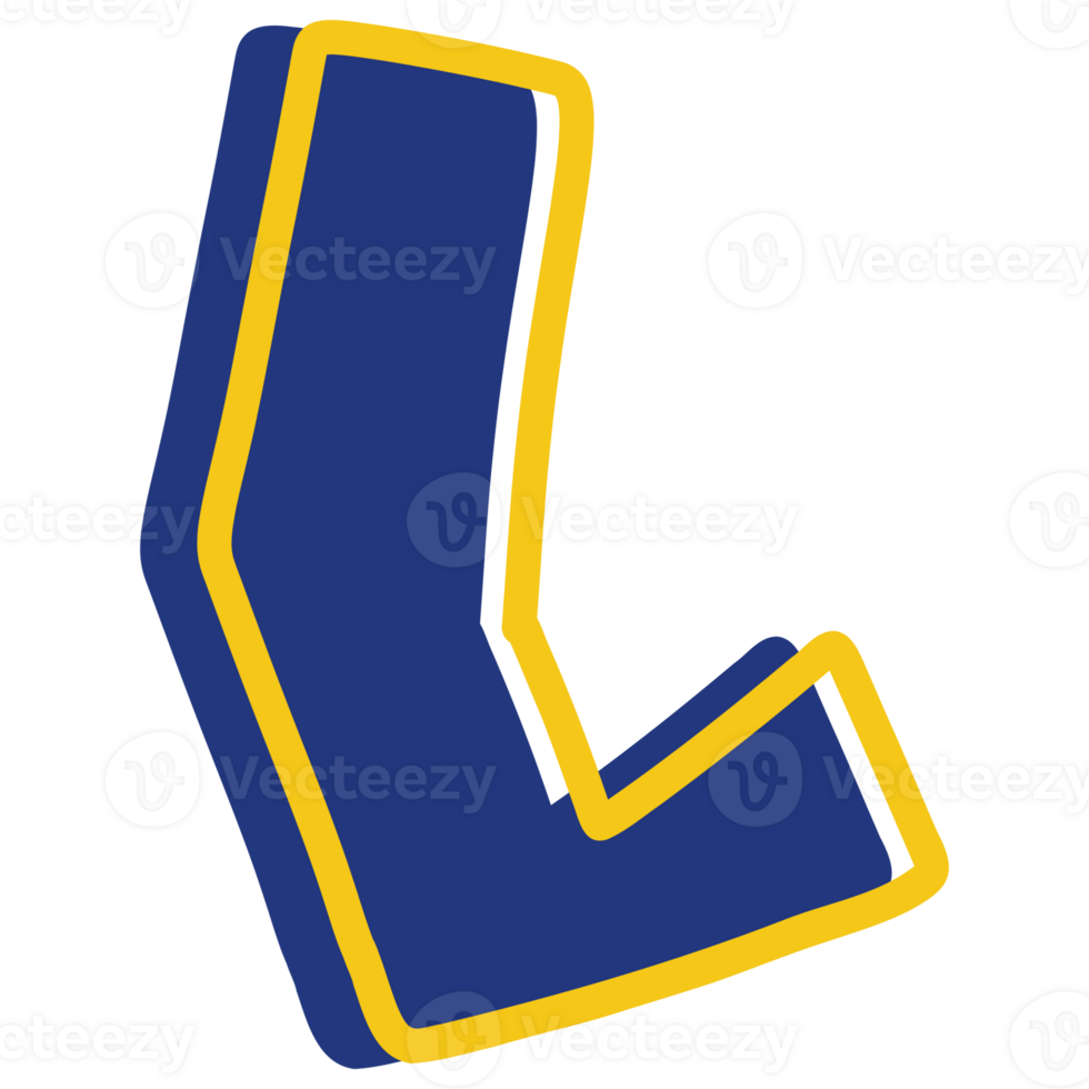 the letter l in blue and yellow png