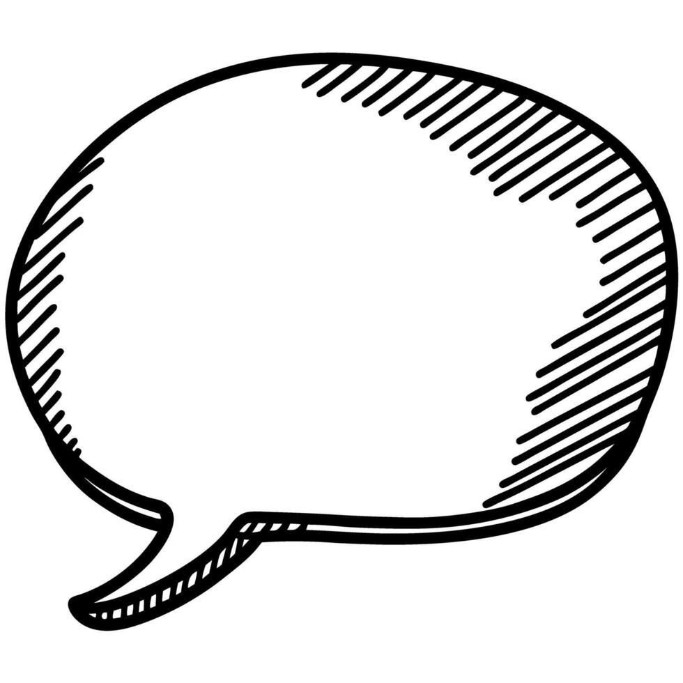 Empty comic speech bubble sketch hand drawn blank chat balloon, outlined talking frame for message or conversation vector