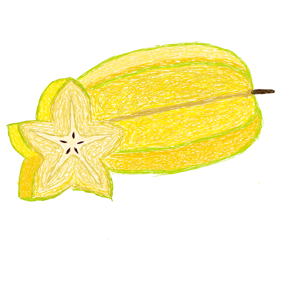 a yellow star fruit with a star on it png