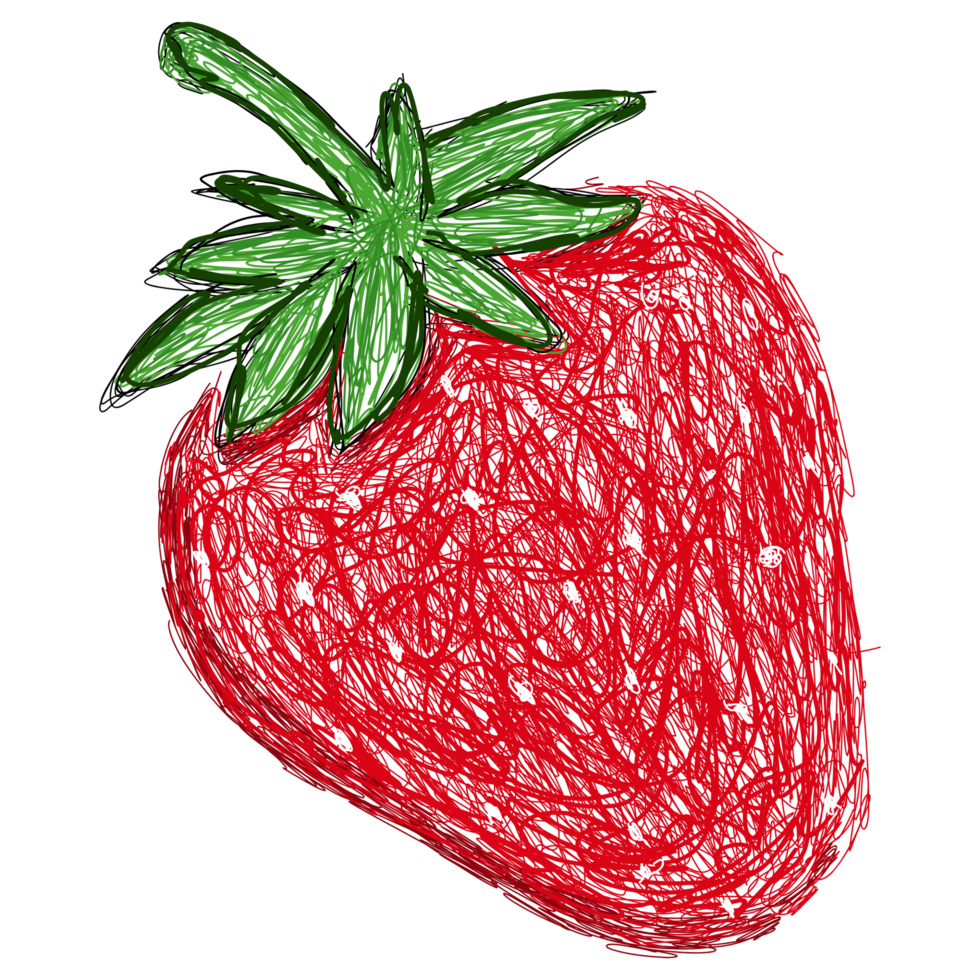Hand drawn strawberry line art png