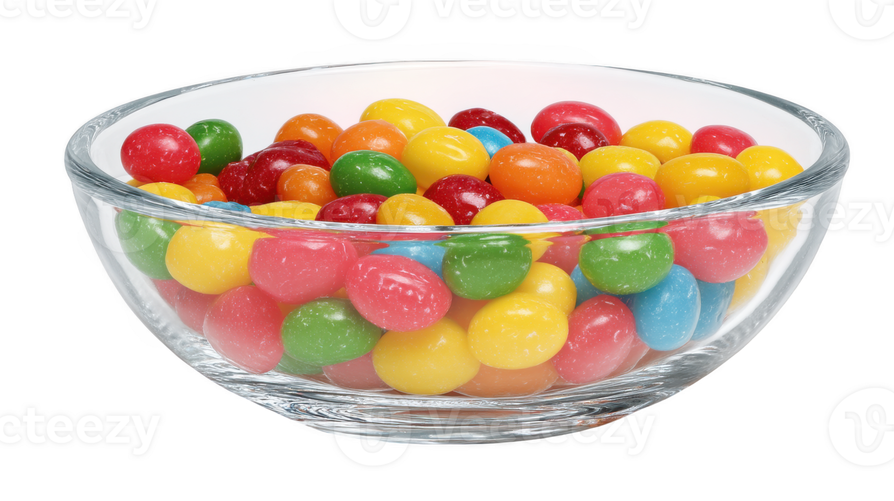 A glass bowl filled with colorful candy png