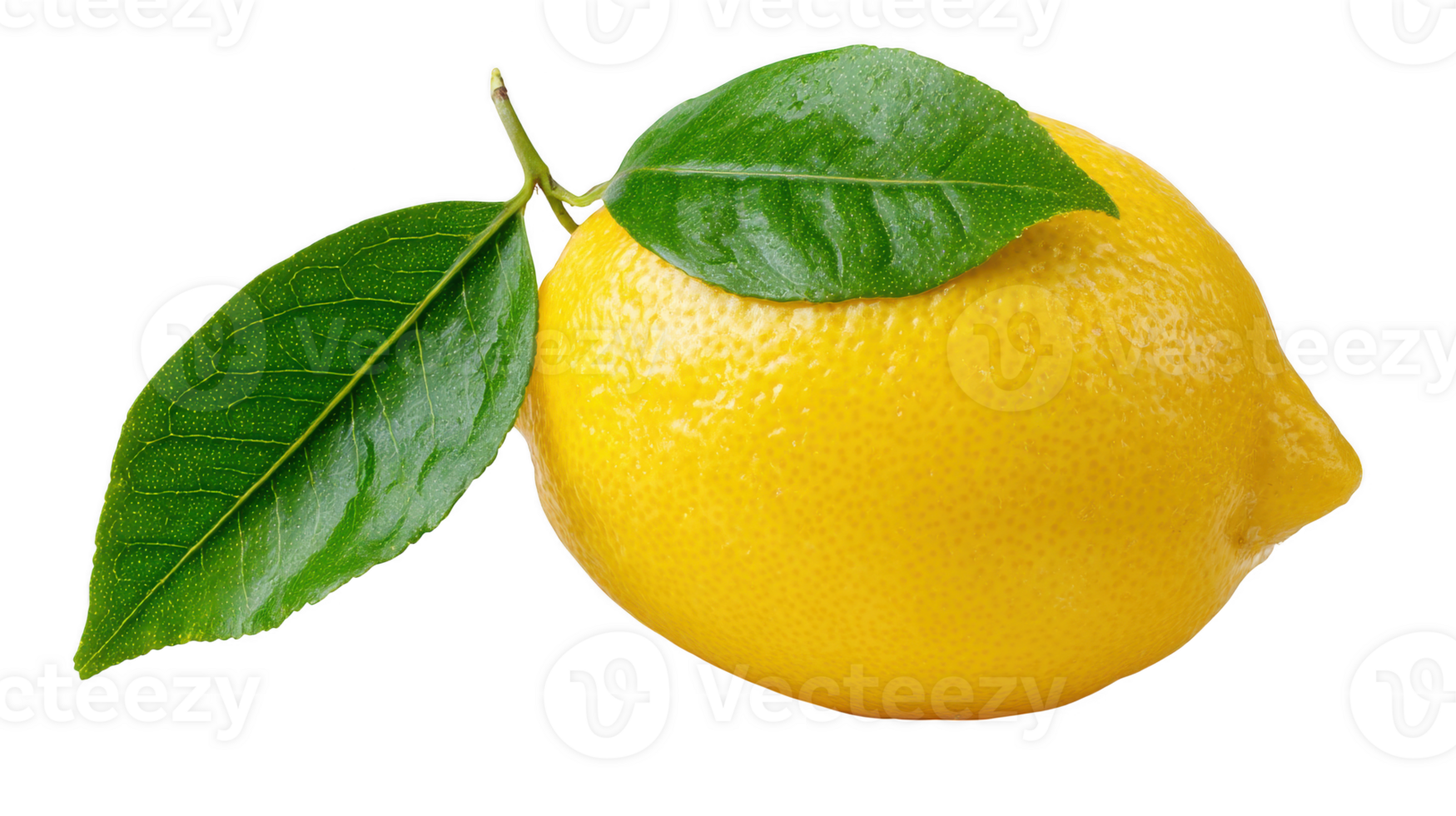 A lemon with green leaves on it png