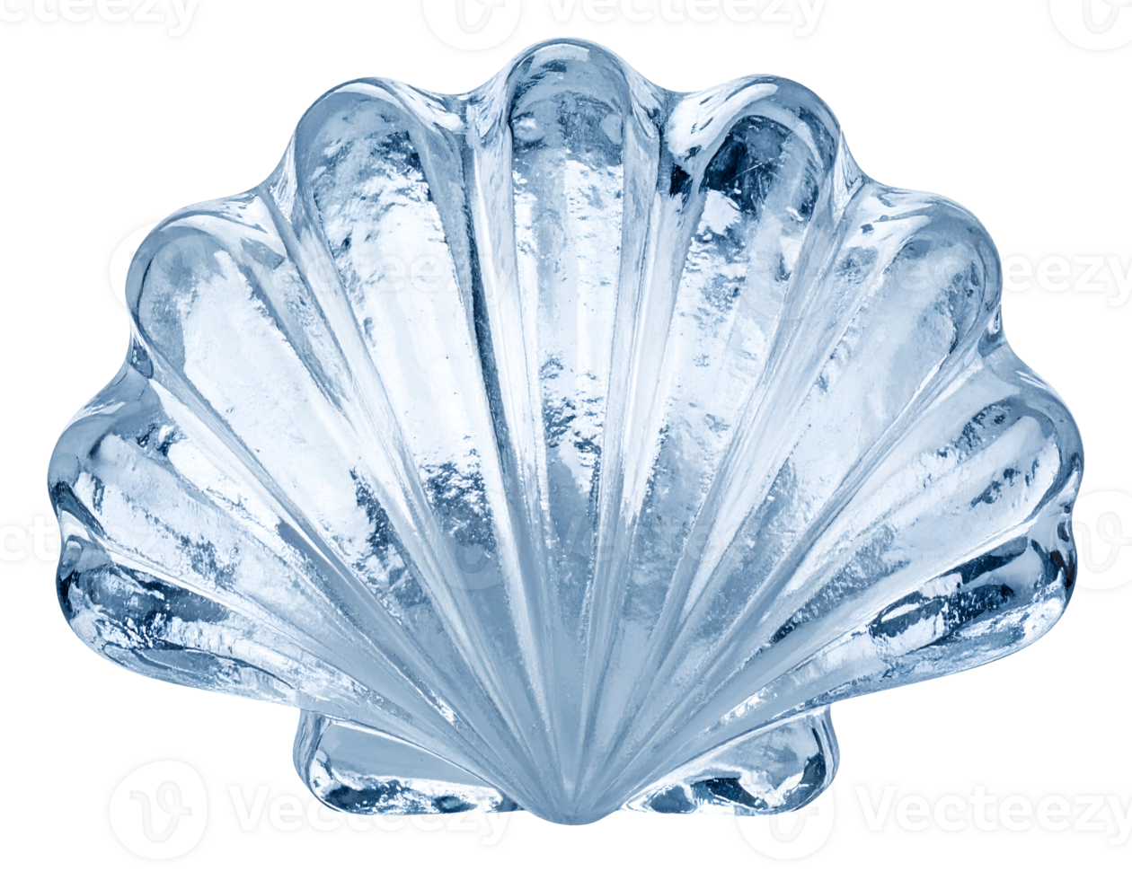 smooth shell-shaped ice block with glossy crystal texture and clean frozen surface, abstract frozen design object on isolated background png