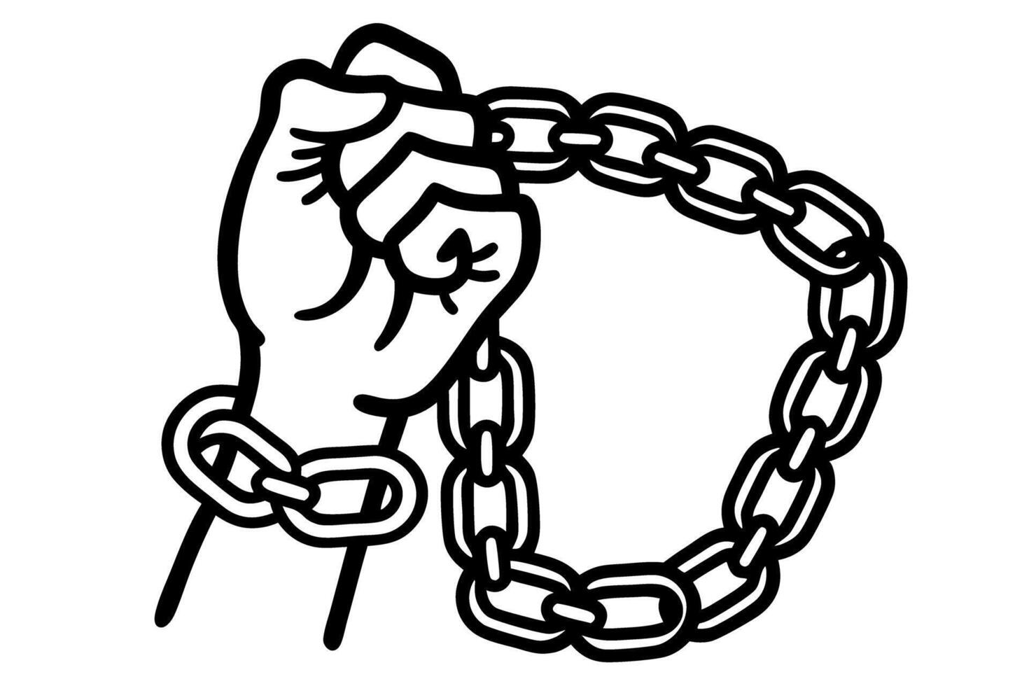 Fist breaking free from chains, concept of liberation and freedom, resistance and empowerment illustration vector