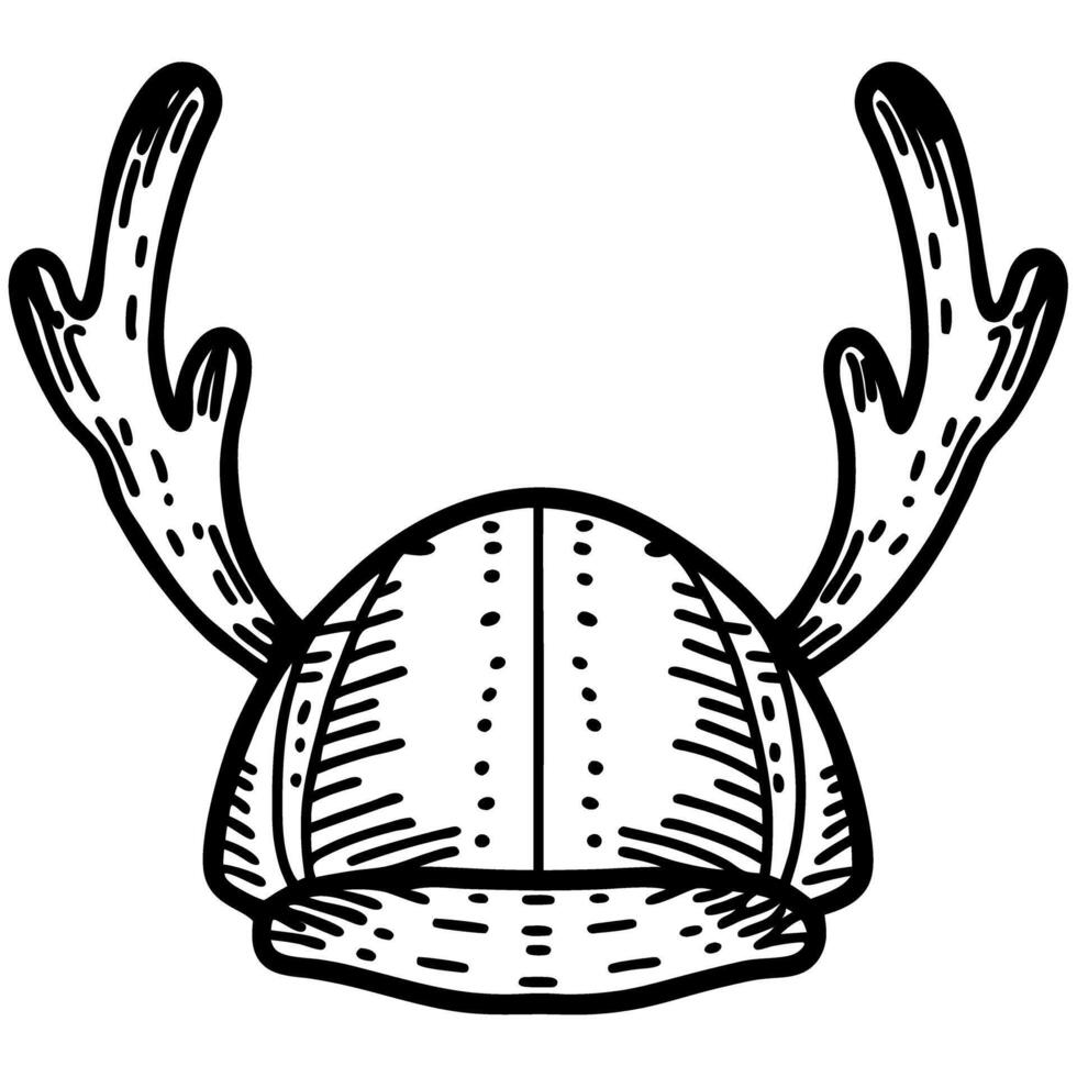 Hand drawn antler hat illustration cap with deer horns, whimsical headwear accessory for costume parties vector