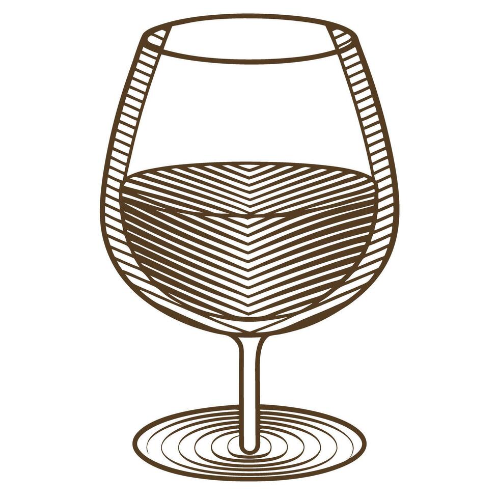 Elegant wine glass outline illustration minimalist line art drawing of empty goblet for drinks, modern bar concept vector