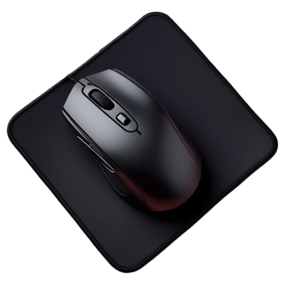 Sleek Wireless Mouse with Non-Slip Black Mouse Pad Ultimate Desk Setup png