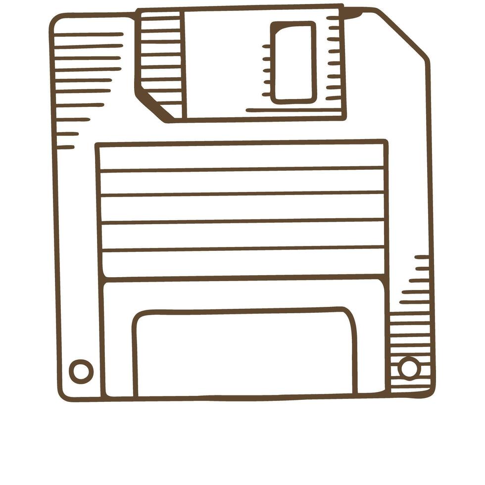 Classic floppy disk icon vintage computer data storage, retro technology isolated on white background illustration vector