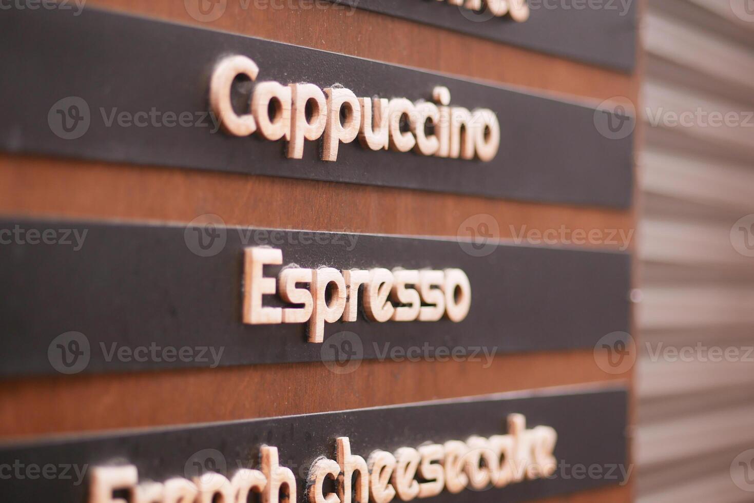 Coffee menu board featuring drinks and desserts photo