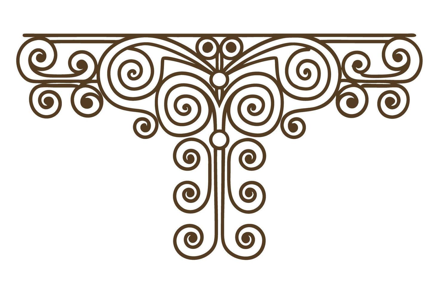 Elegant butterfly corner ornament with swirling lines and curls decorative symmetrical flourish design vector