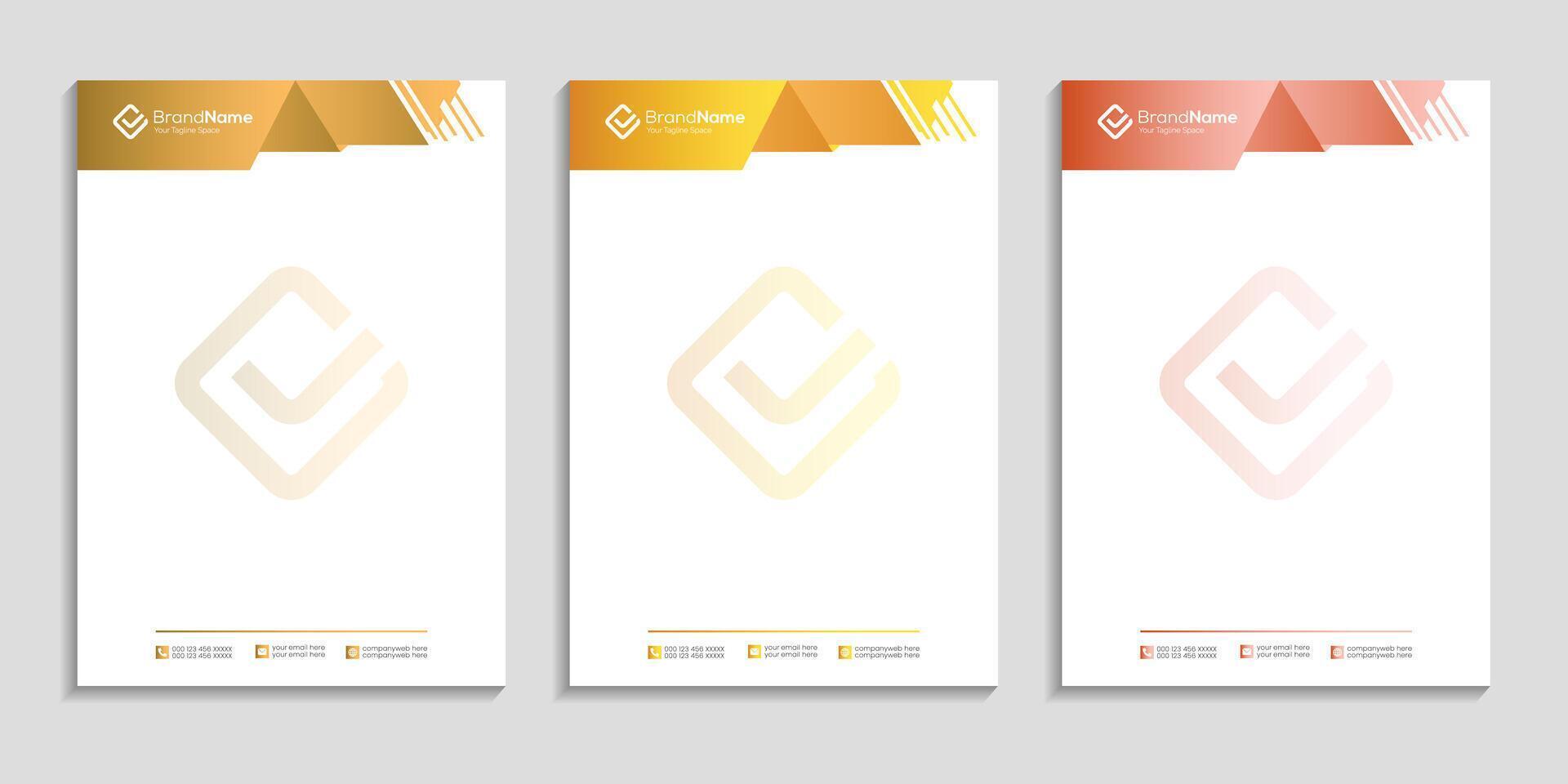letterhead template design to creative and professional of three vertical banners size with color gradient and color variation vector