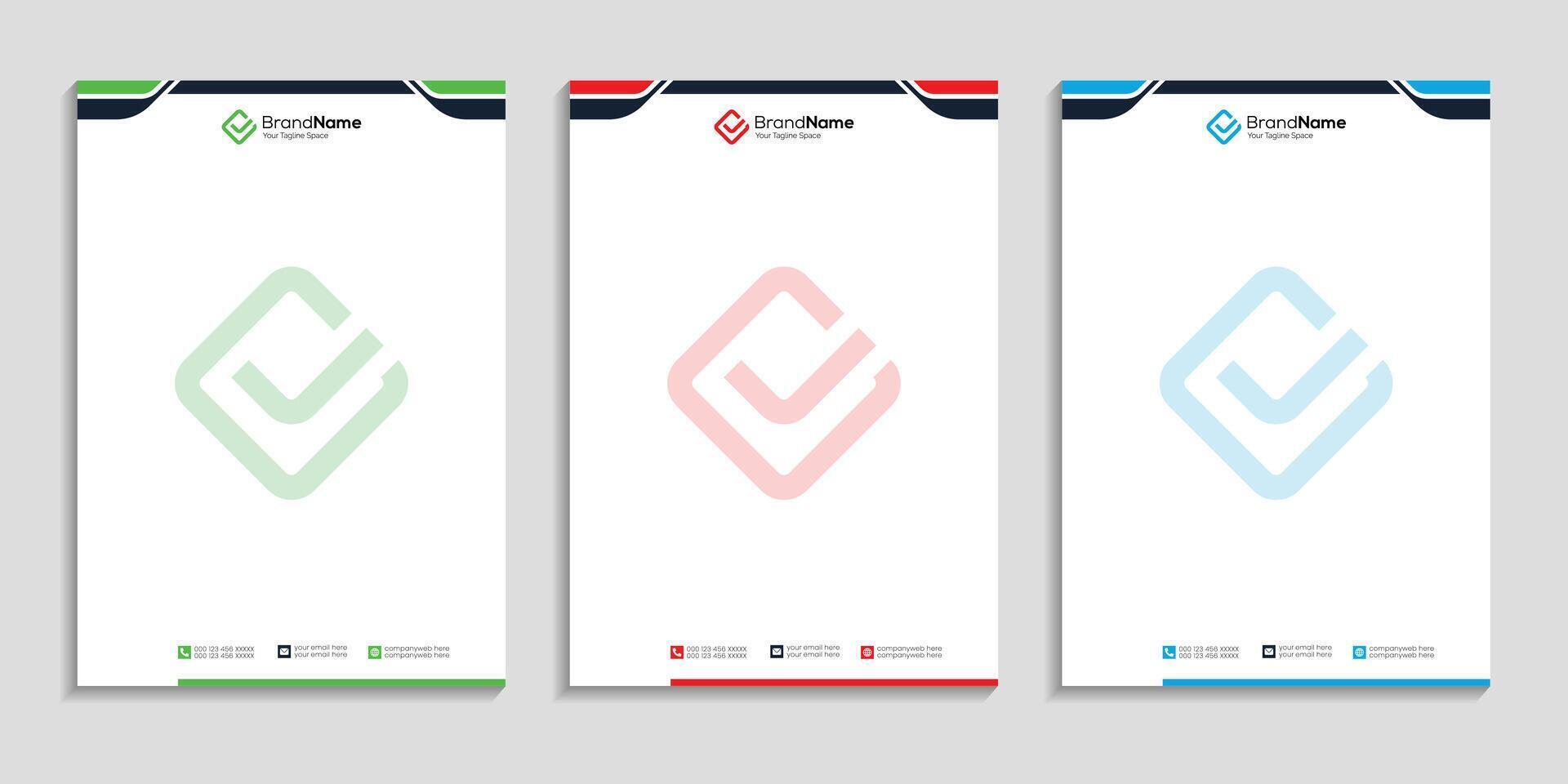letterhead template design to creative and professional of three vertical banners size vector