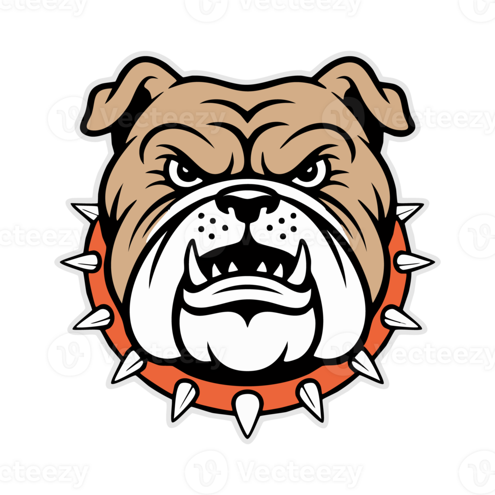 angry bulldog with a spiked collar png