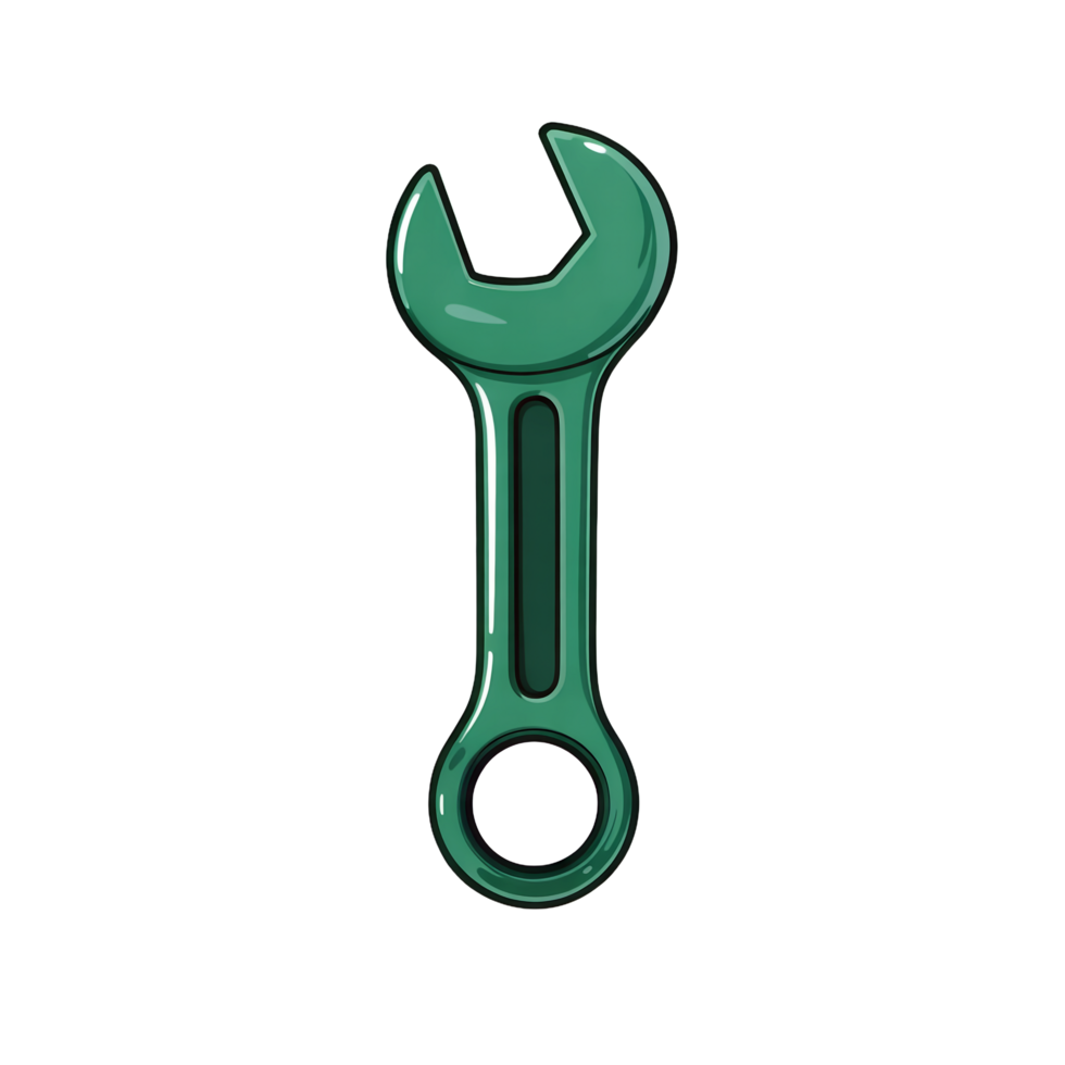 Green Cartoon Wrench, Spanner Icon on Transparent Background png