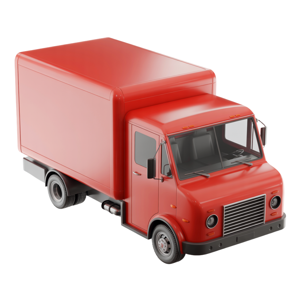 Red Van Delivery Truck, Transparent Background, Cargo Vehicle, Transportation Isolated png