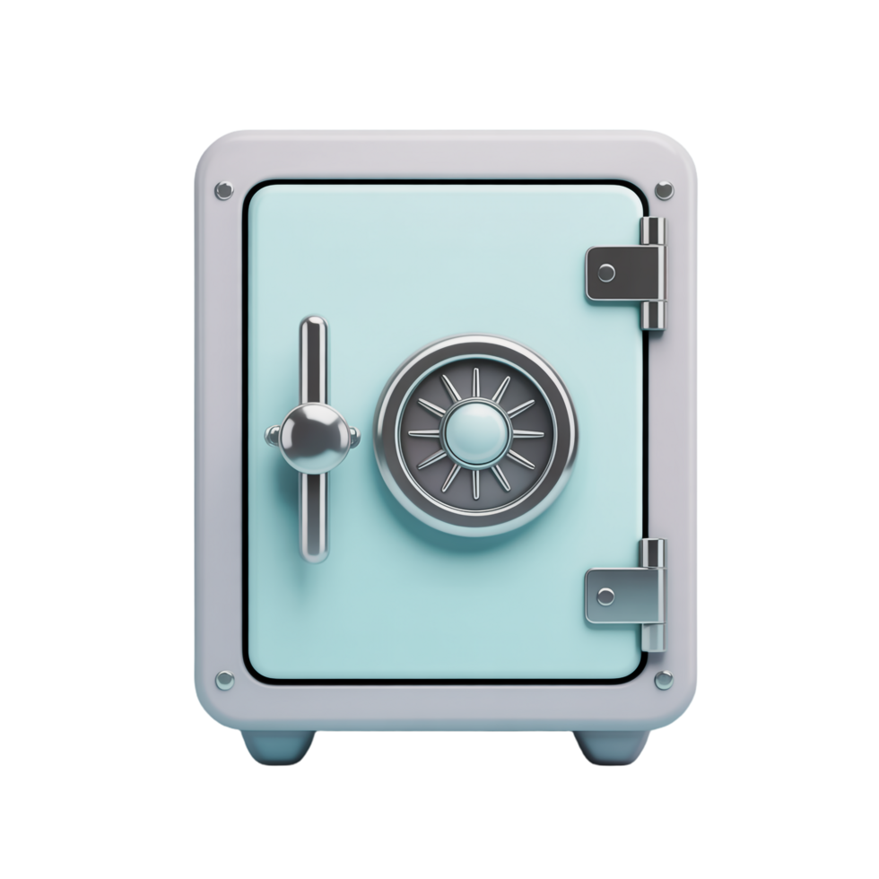 Secure Safe With Mint Door, Chrome Accents, Combination Lock on Transparent Background png