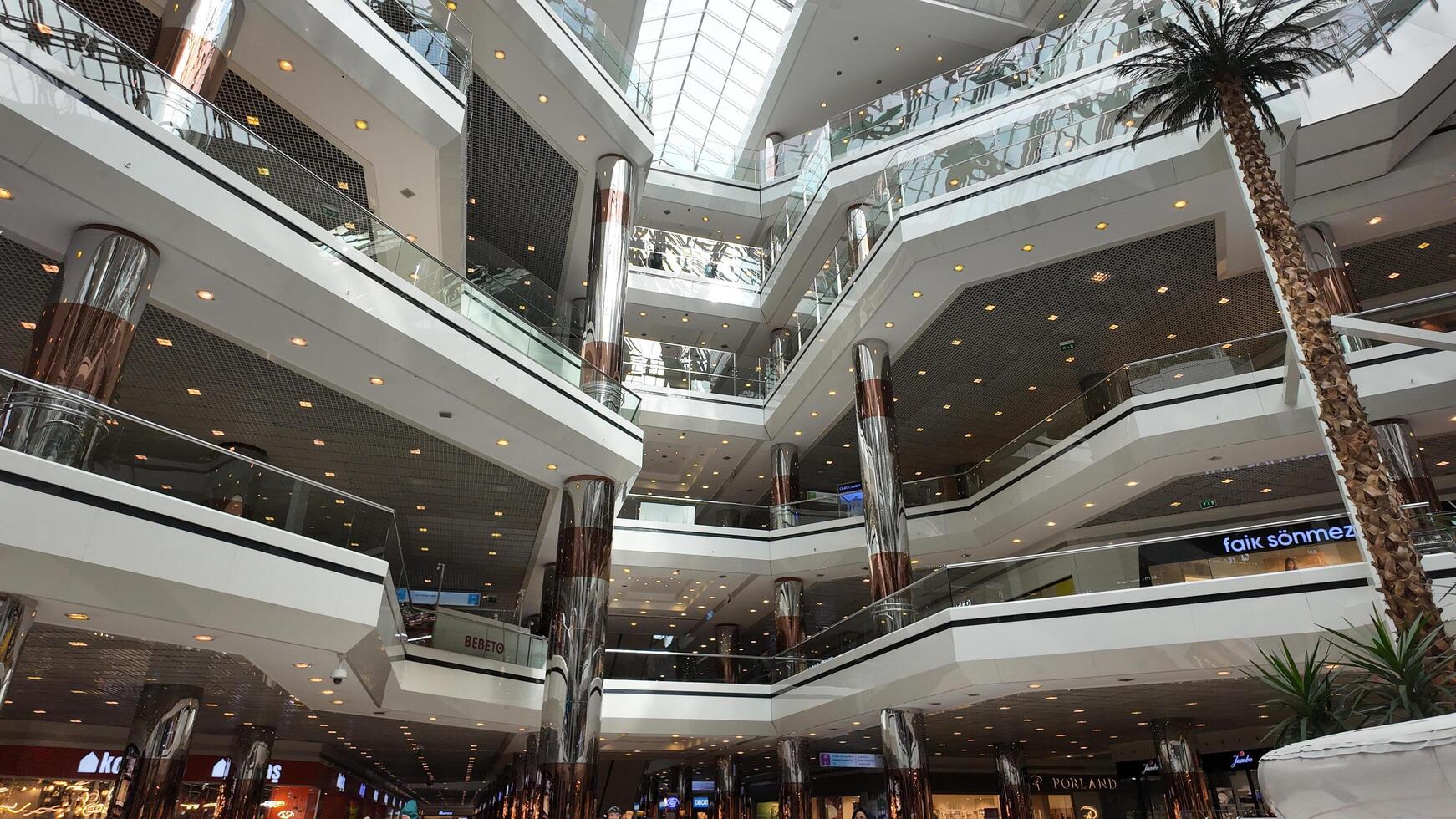 turkey istanbul 10 may 2025, Busy interior of a modern cevahir shopping mall during daytime photo