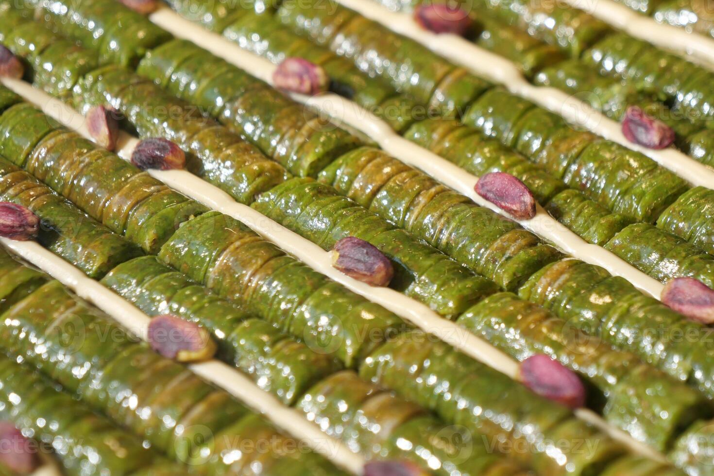 Delicious turkish baklava made with nuts photo