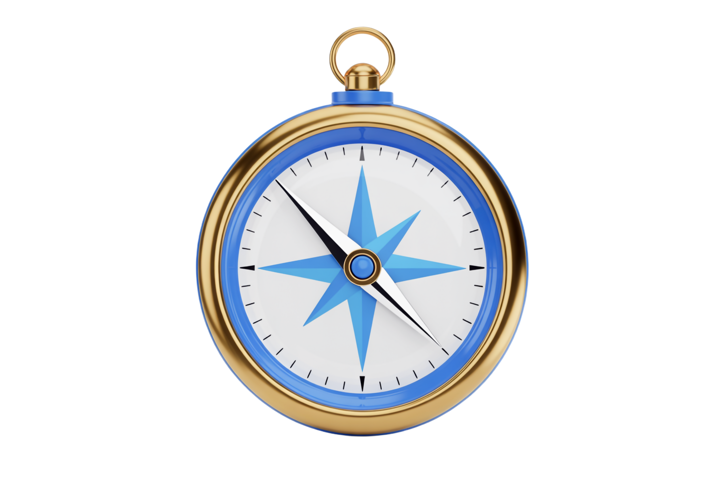 Detailed Compass with Gold and Blue Trim on a Transparent Background png