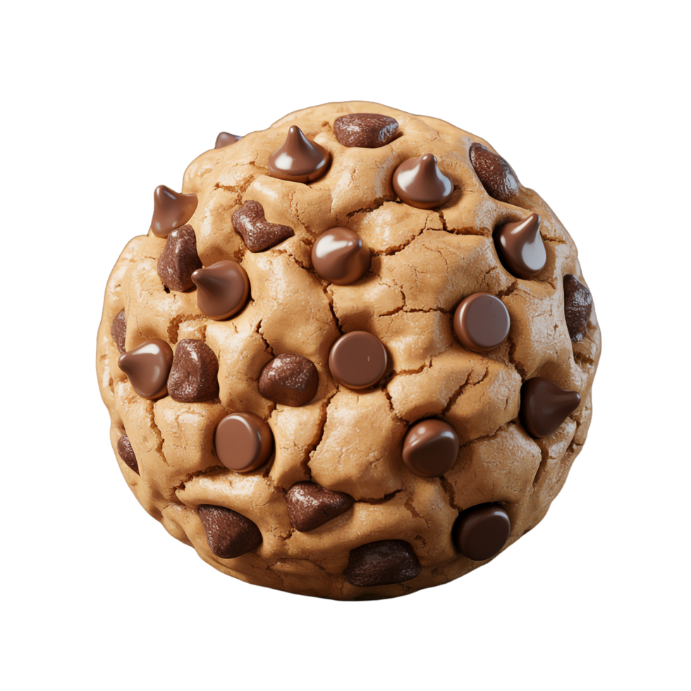 Delicious Cookie with Chocolate Chips on Transparent Background CloseUp Detail png
