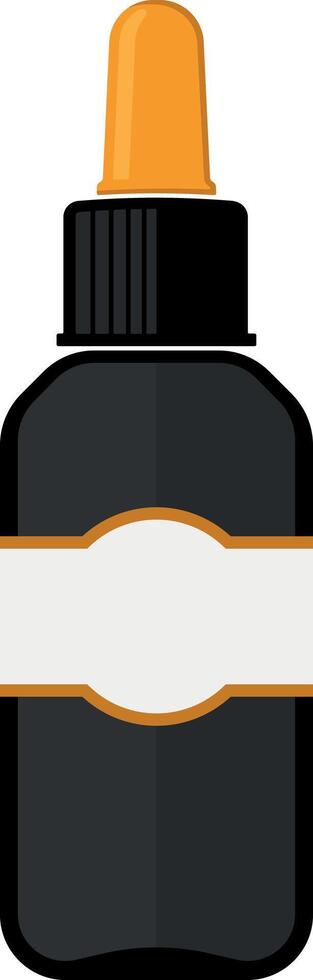 Black jar with yellow pipette. Suitable for cosmetics, medicines or other liquid substances. Clean minimal style, without background. vector