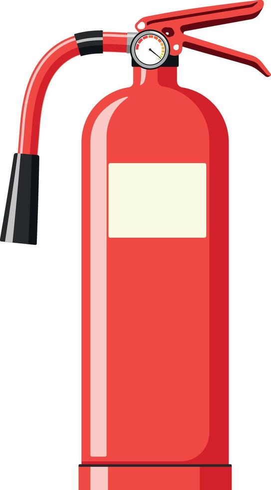 Red fire extinguisher for fire safety and emergency response, clean color illustration without background. vector