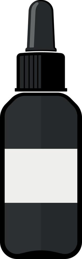 Black jar with pipette. Suitable for cosmetics, medicines or other liquid substances. Clean minimal style, without background. vector