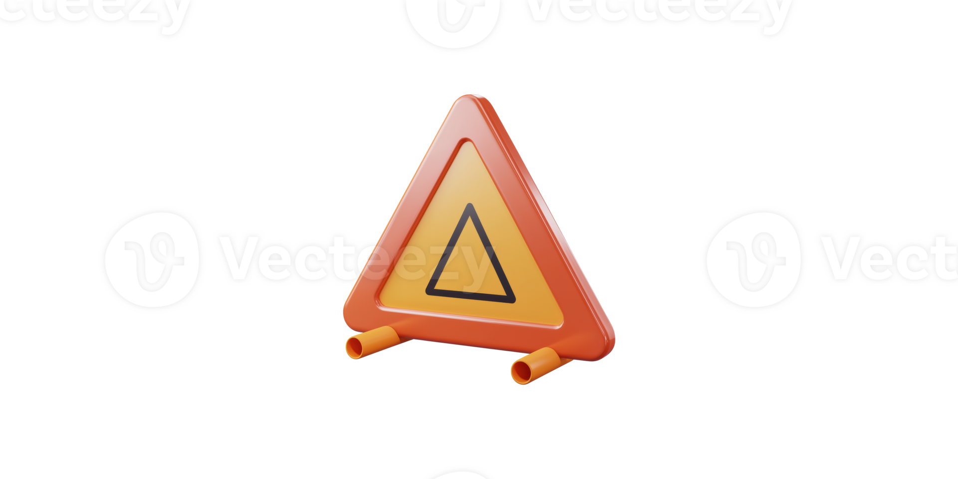 Orange warning triangle sign isolated on transparent background png