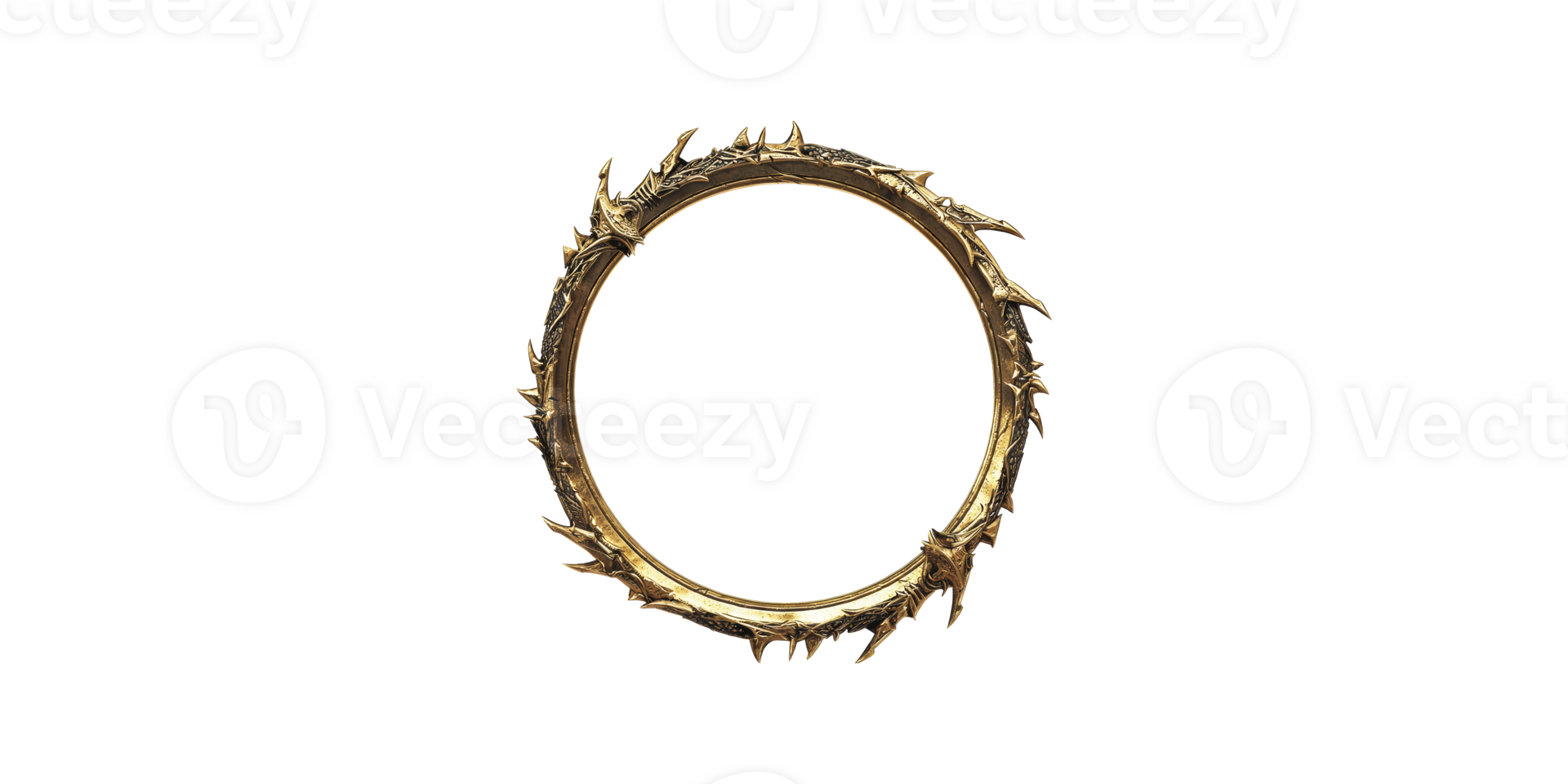 Golden thorn crown circular ornament isolated on transparent background png