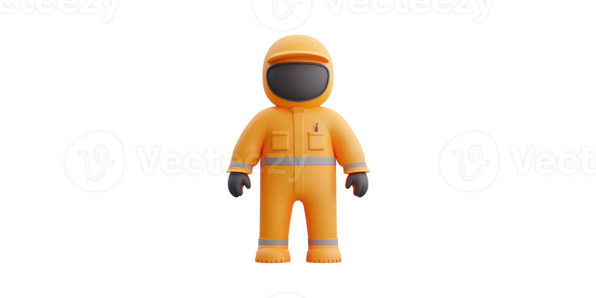 Astronaut character in orange space suit isolated on transparent background png