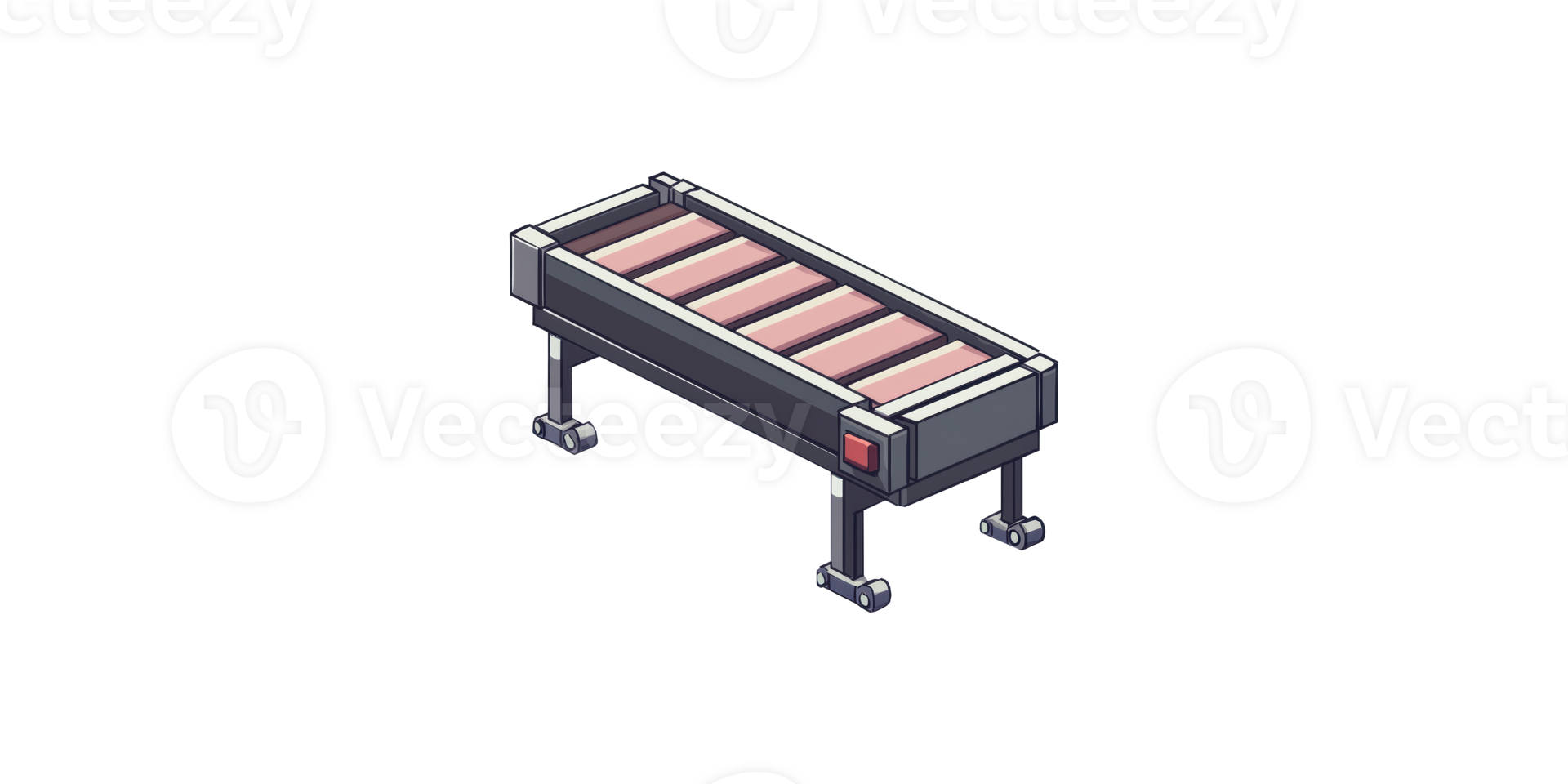 Industrial conveyor belt with rollers isolated on transparent background png