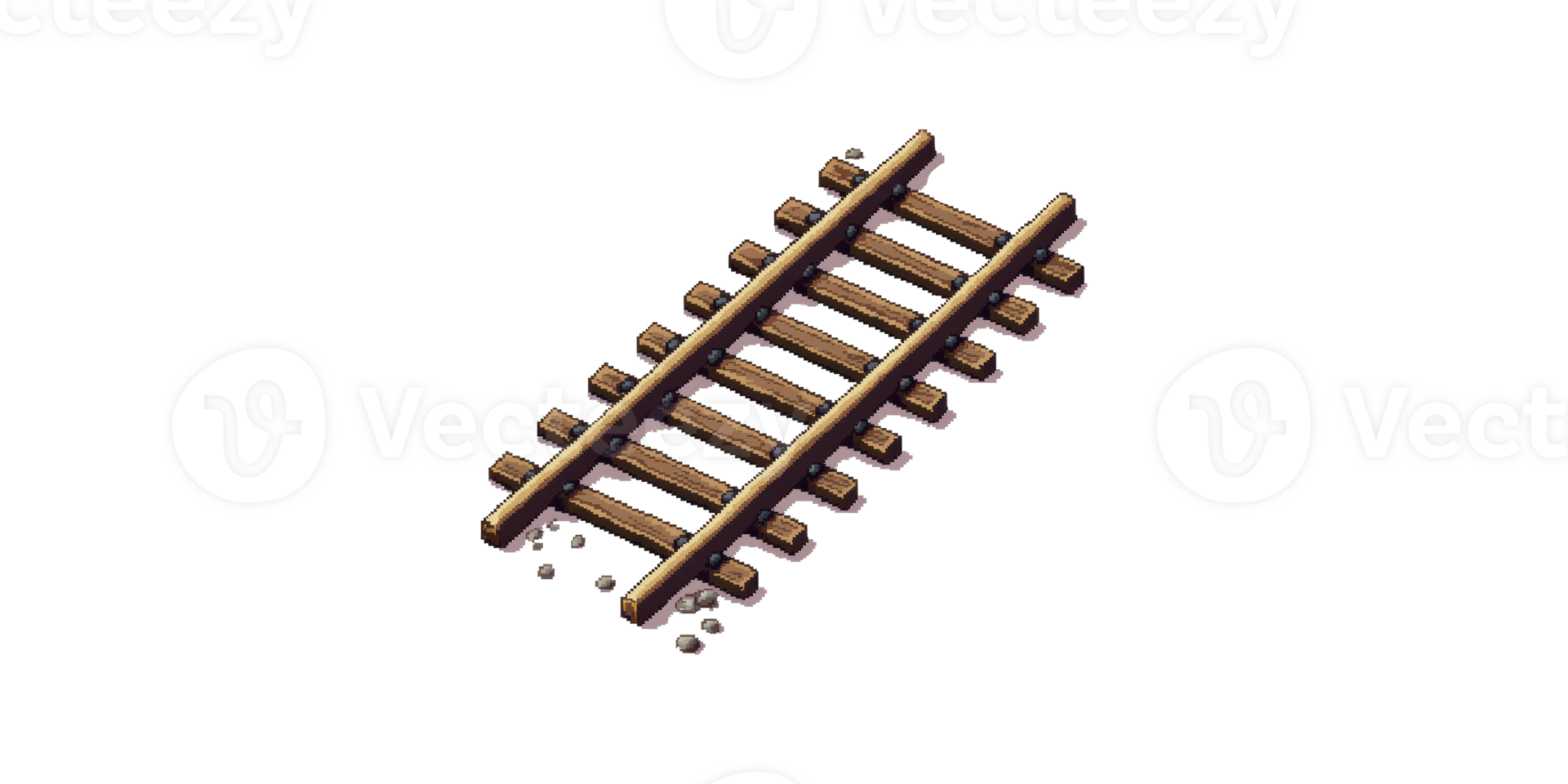 Wooden railway track section isolated on transparent background png