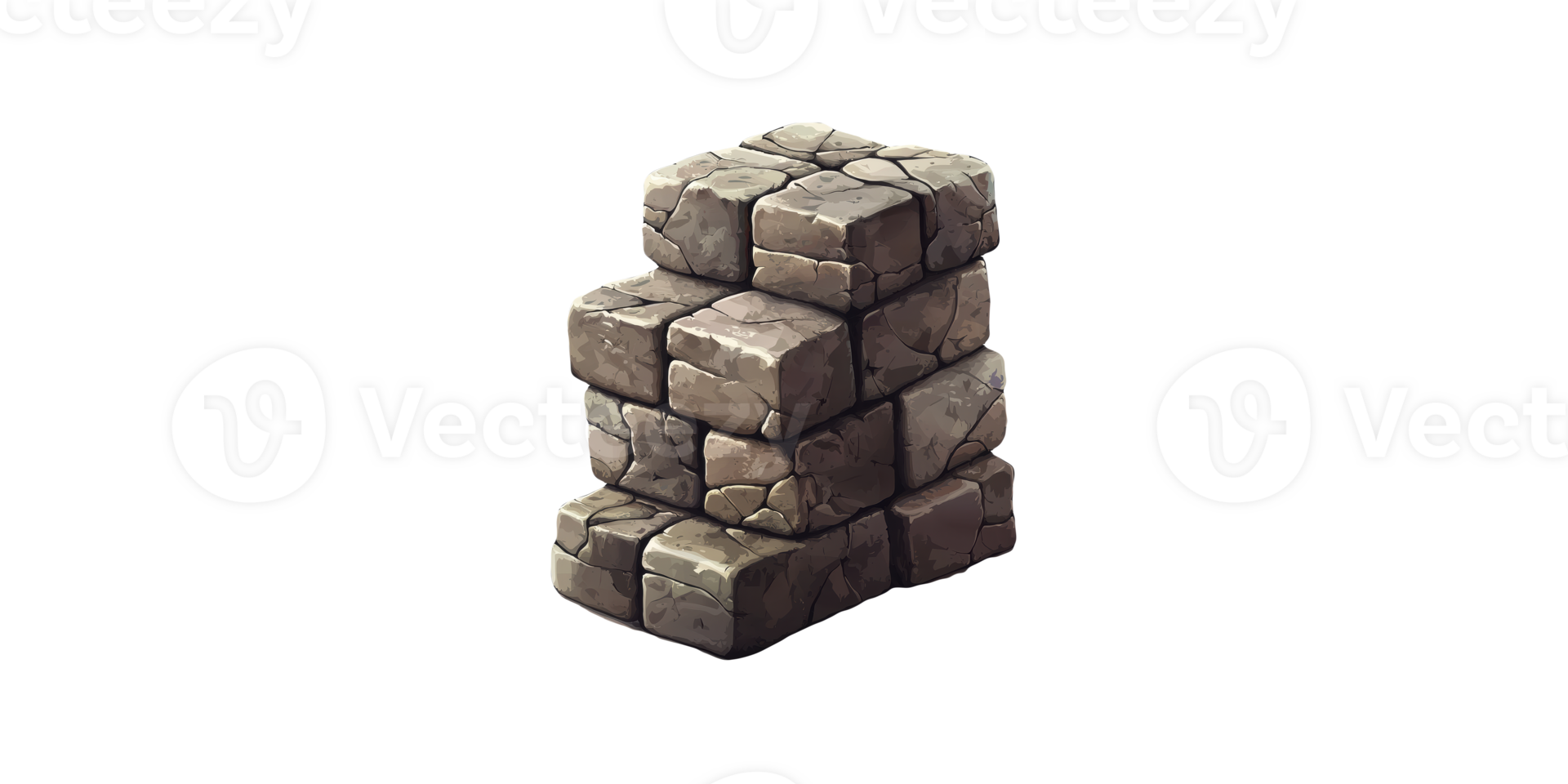 Stone block stack isolated on transparent background png