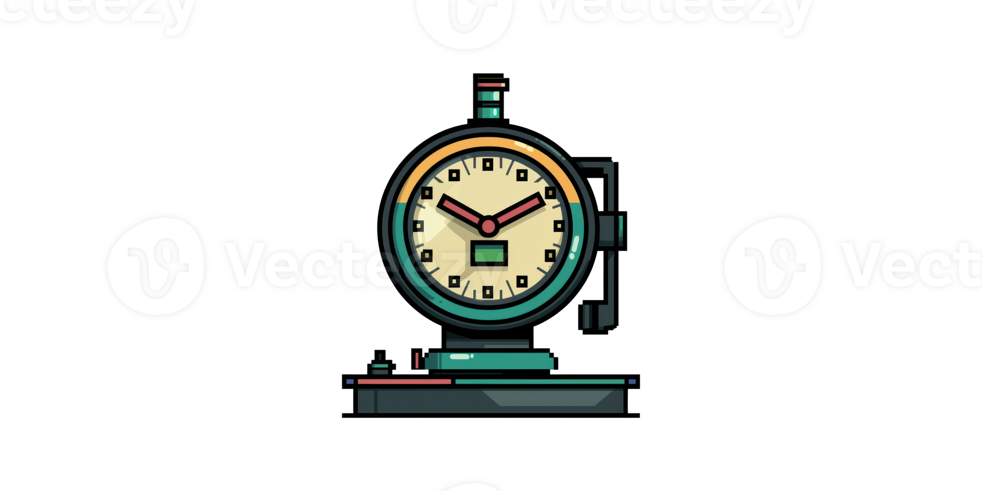 Vintage pressure gauge with colored dial isolated on transparent background png