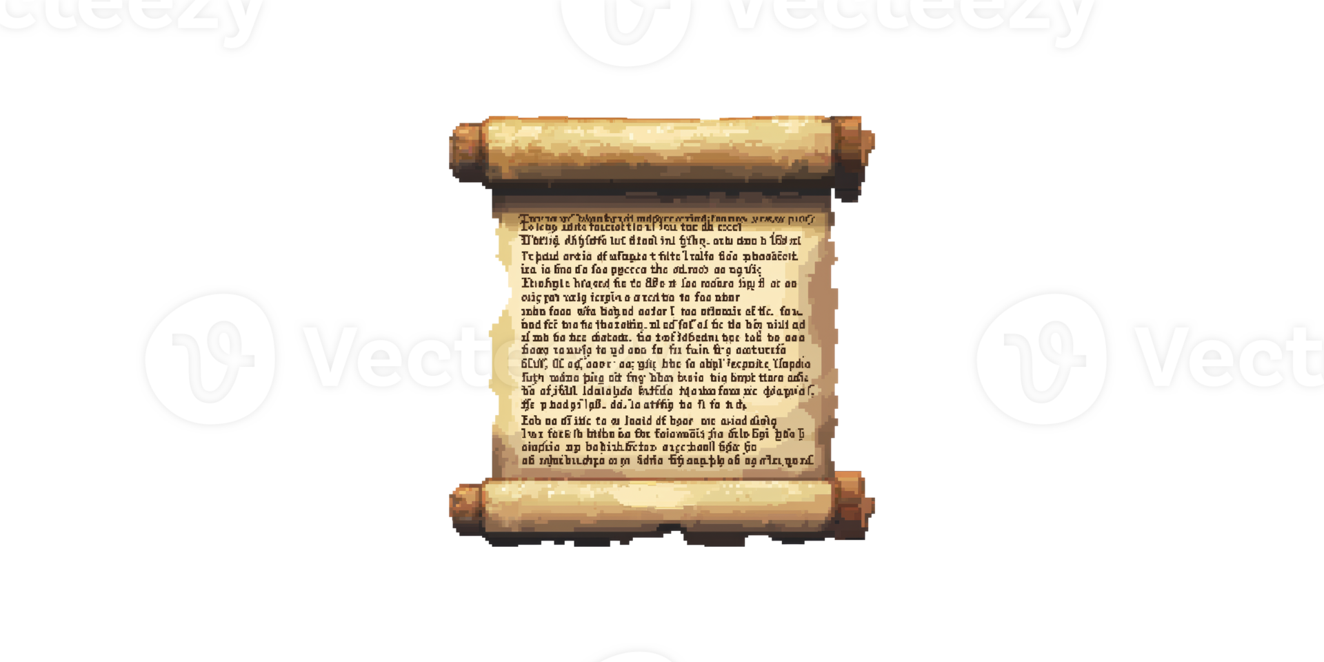 Vintage scroll with ancient writing isolated on transparent background png