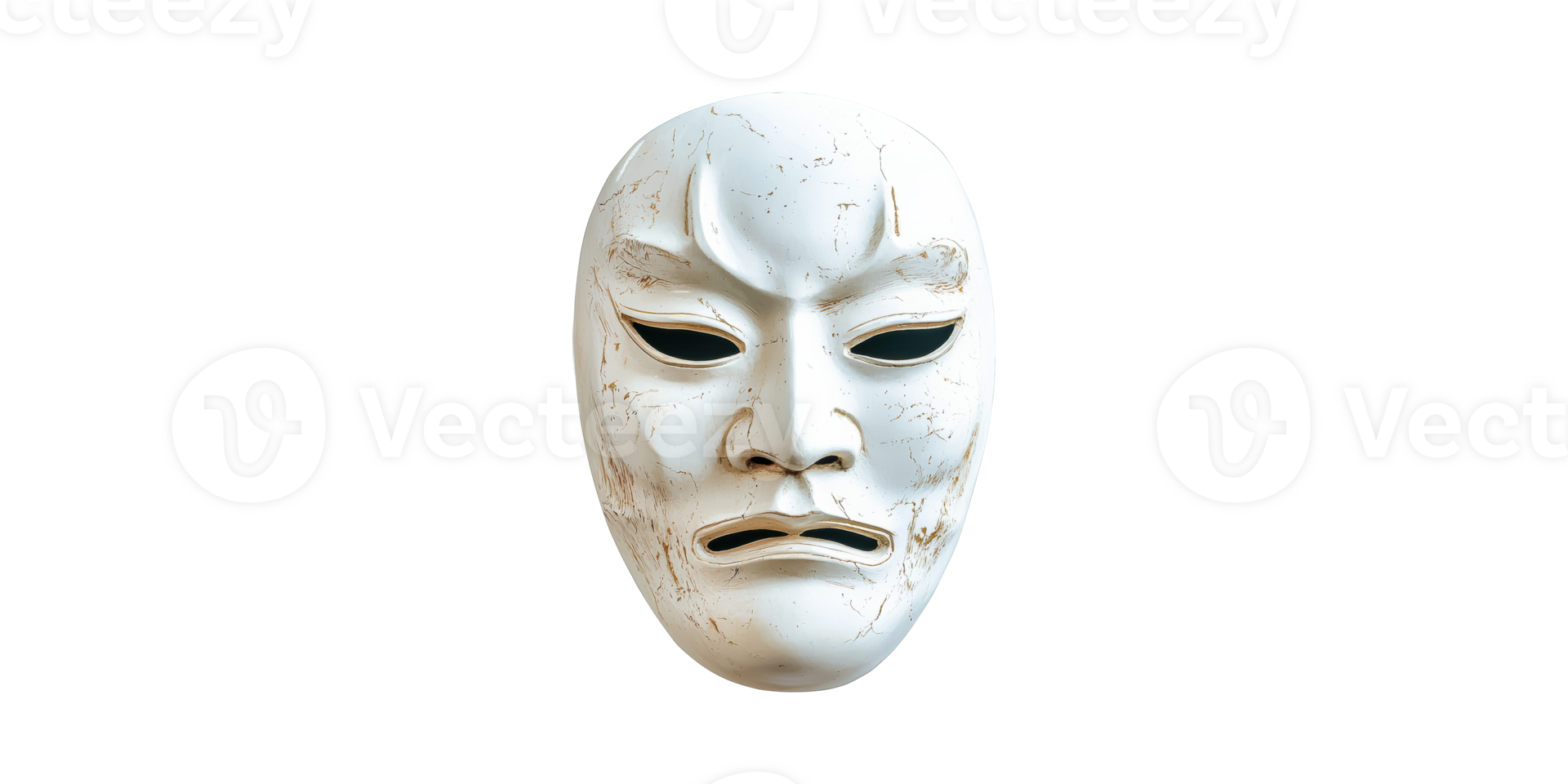 White oni mask with fierce expression isolated on transparent background png