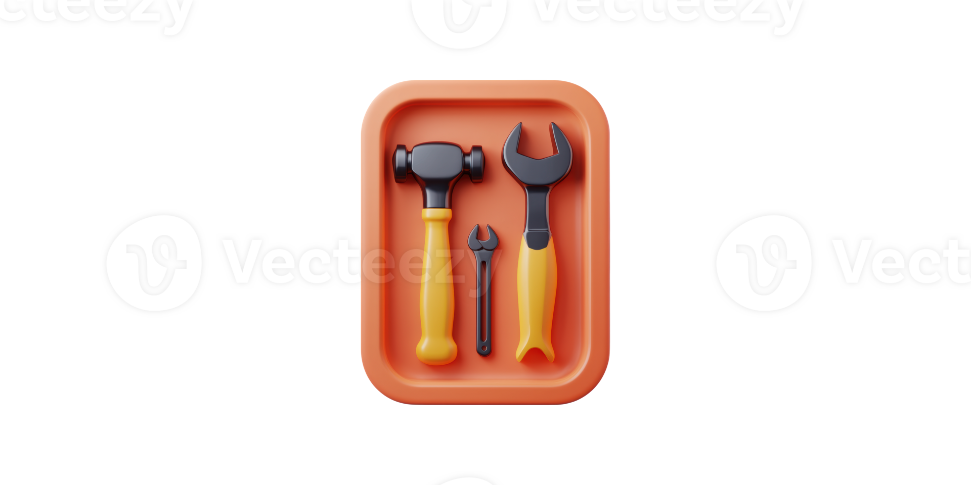 Toy hammer and wrench set isolated on transparent background png