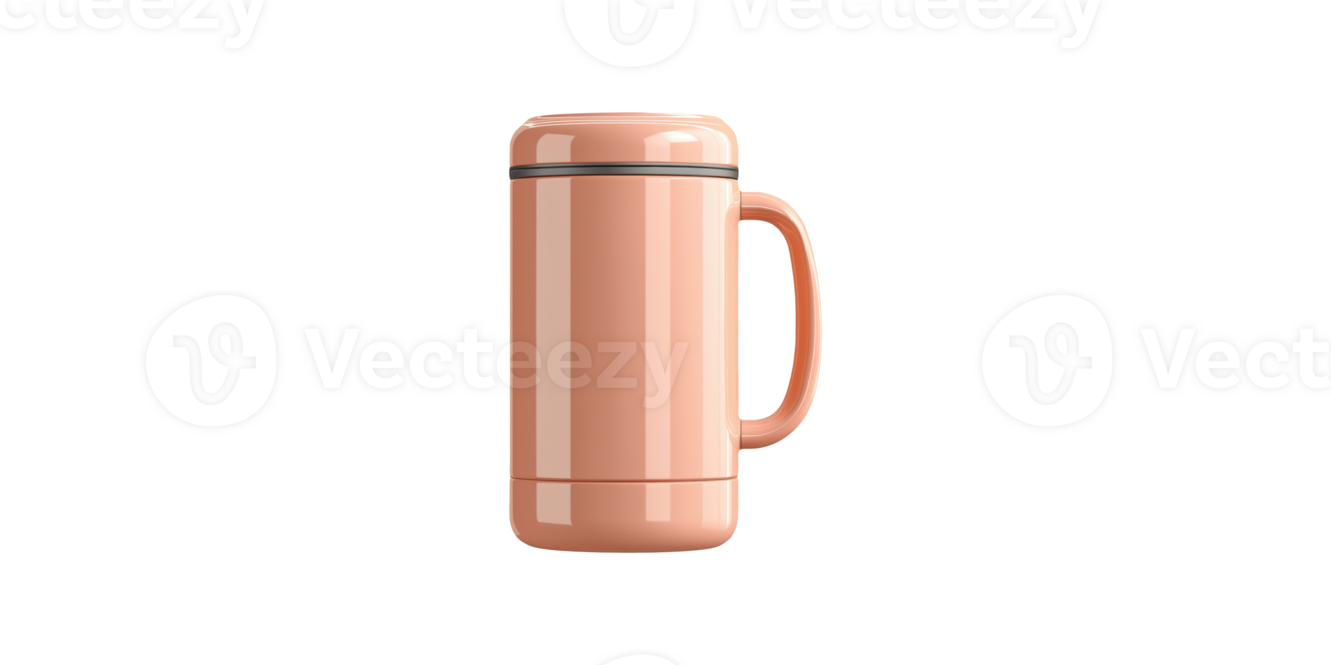 Peach colored portable thermos with handle isolated on transparent background png