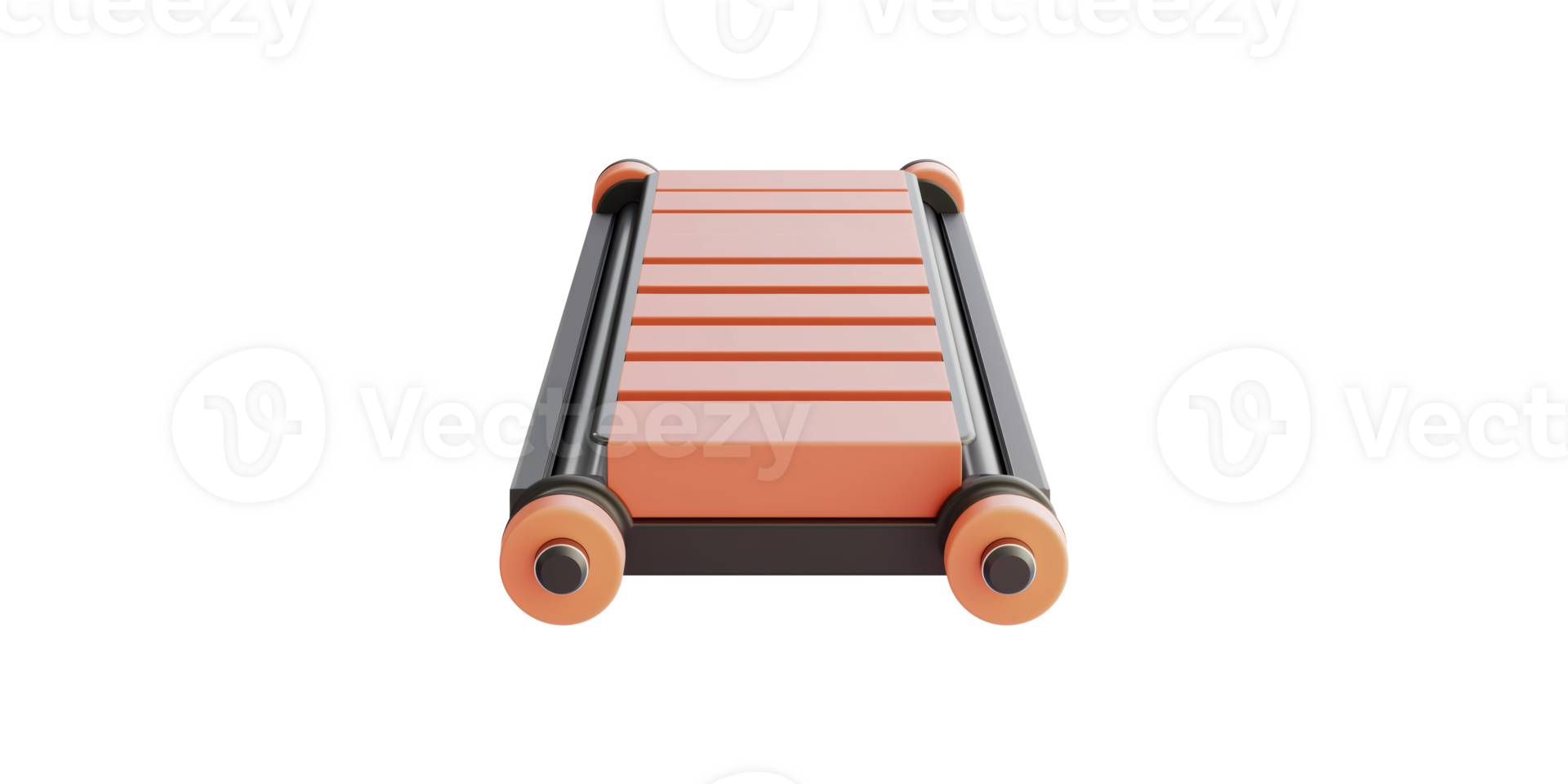 Conveyor belt treadmill with orange rollers isolated on transparent background png