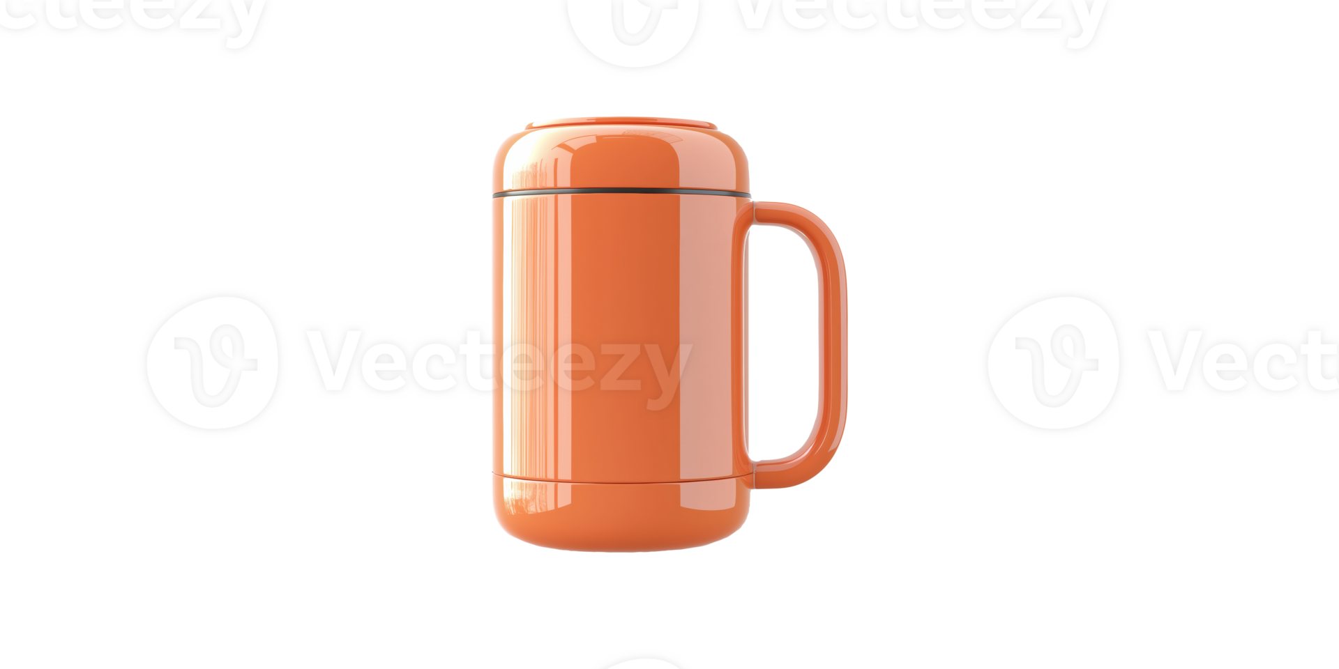Orange thermos mug with handle isolated on transparent background png