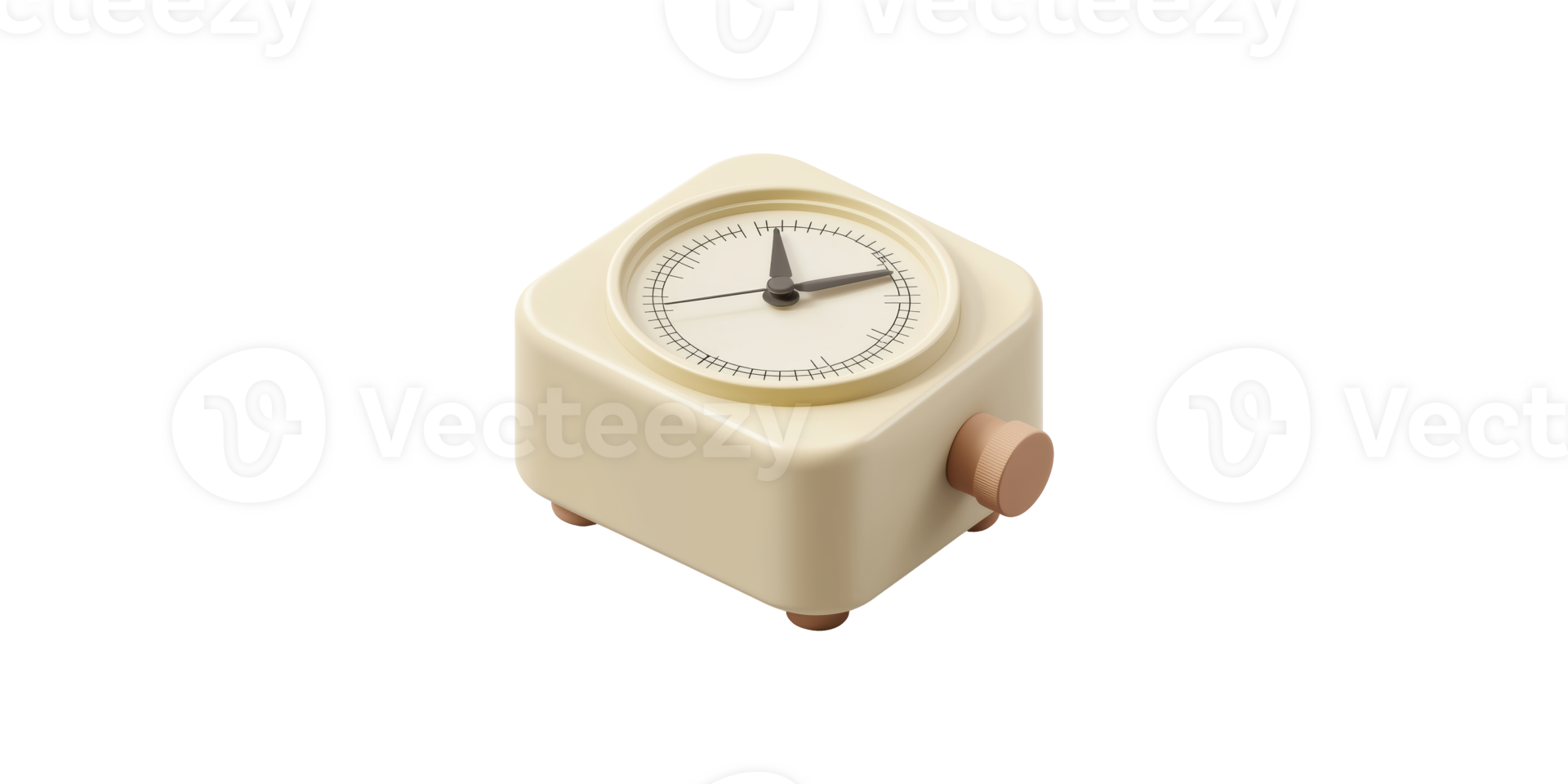 Vintage beige timer clock isolated on transparent background png