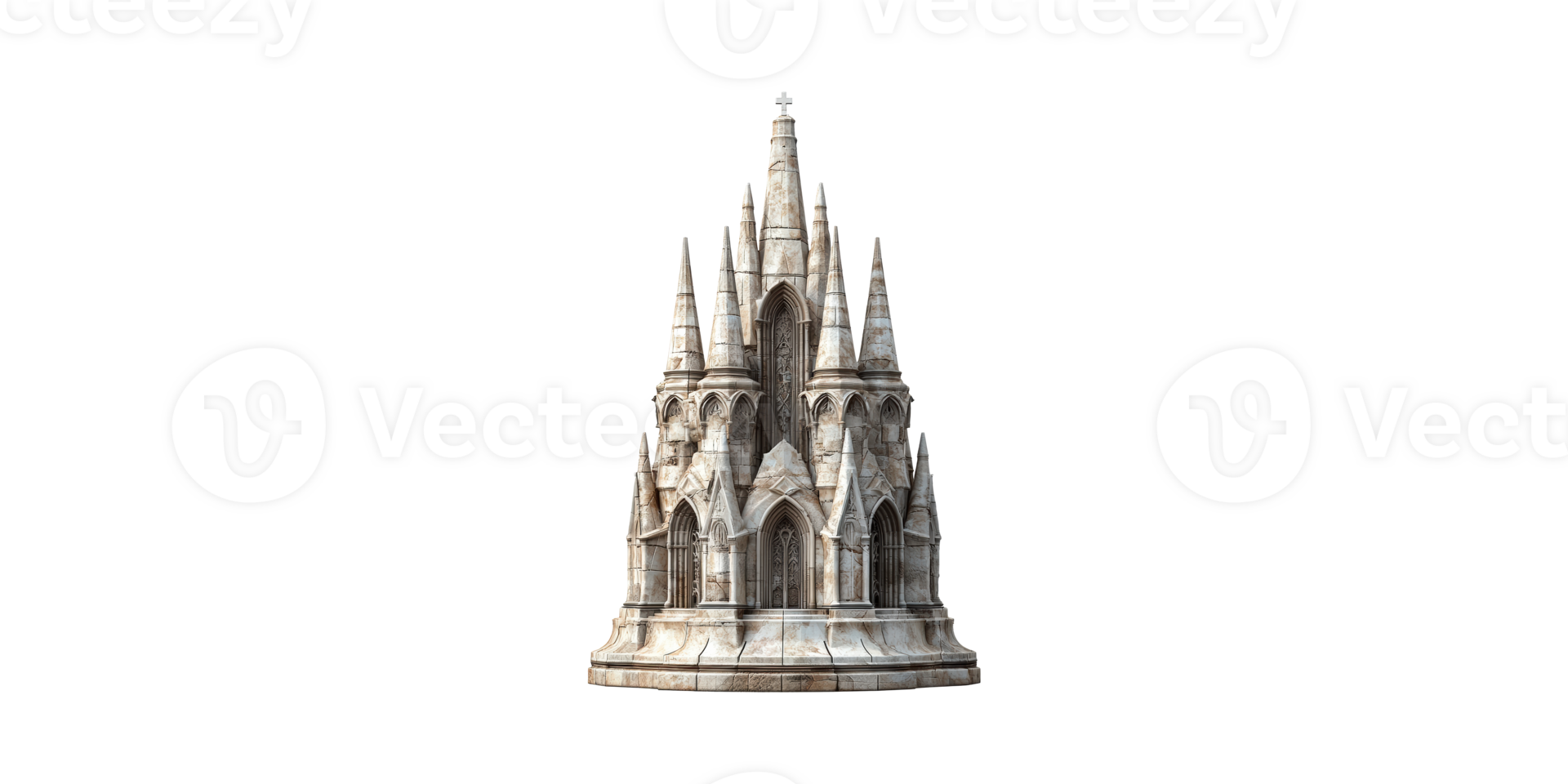 Gothic cathedral tower isolated on transparent background png
